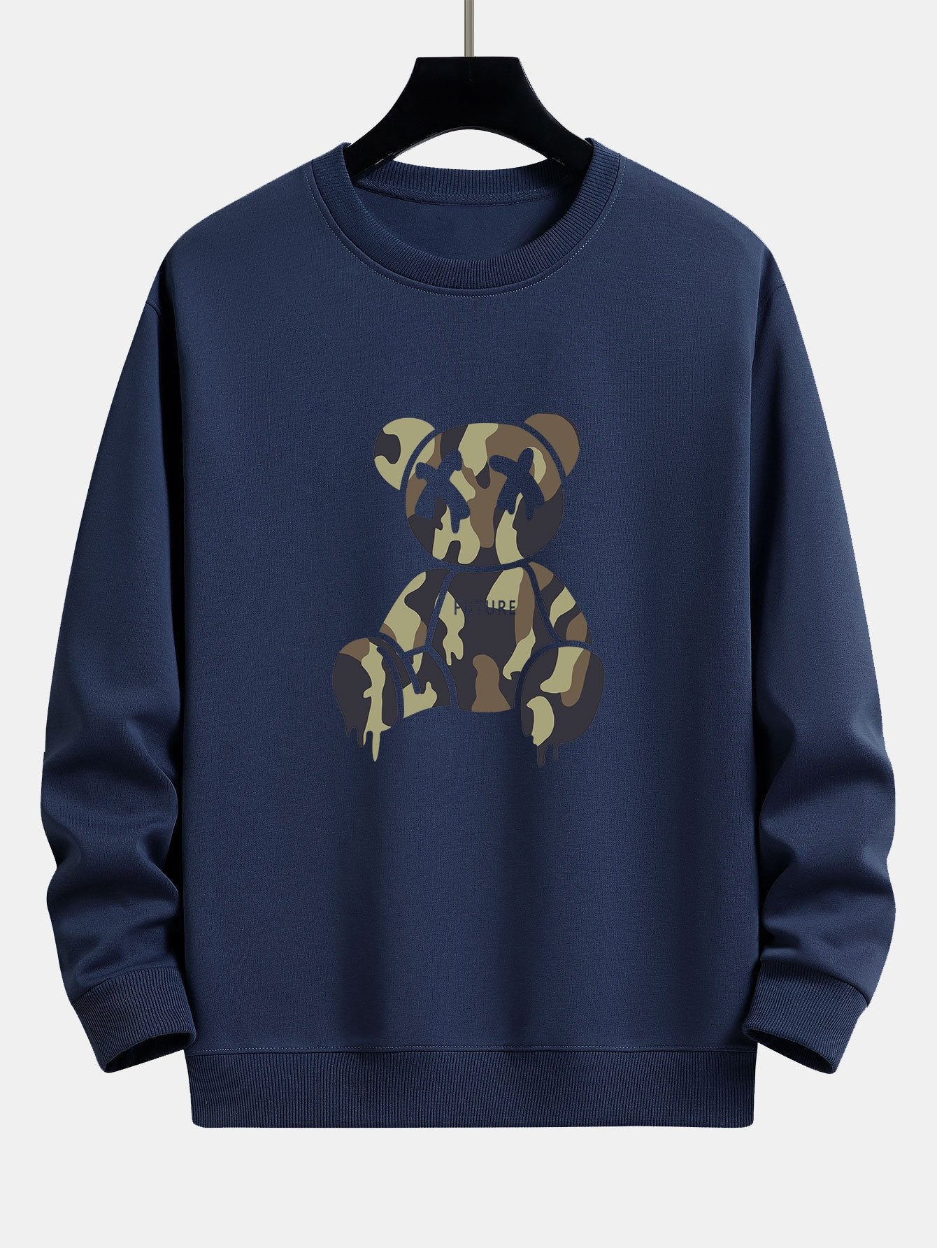 Camouflage Dissolving Bear Print Relax Fit Sweatshirt