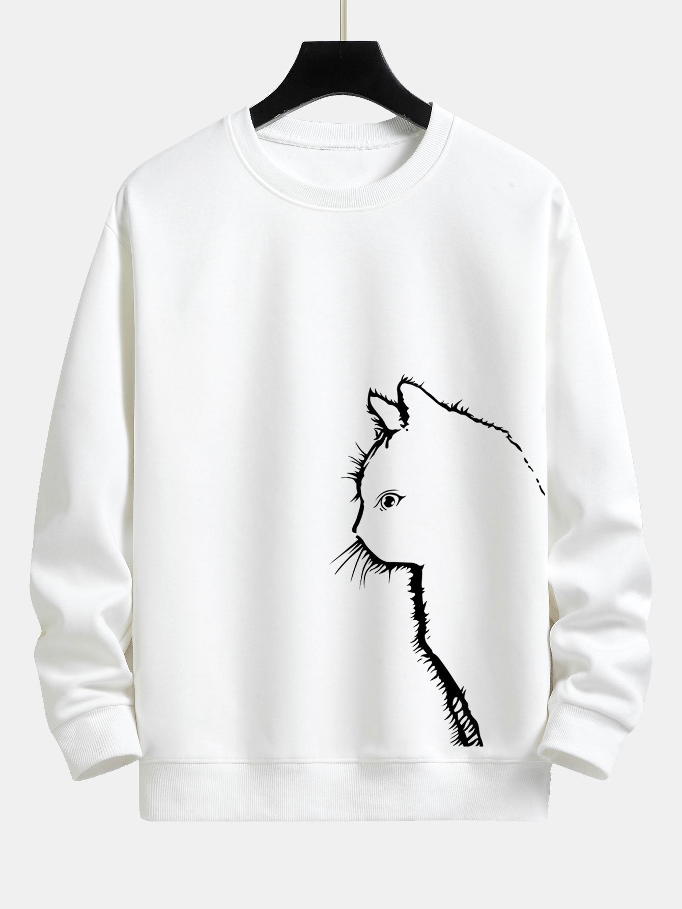 Sweat-shirt coupe décontractée à imprimé silhouette de chat