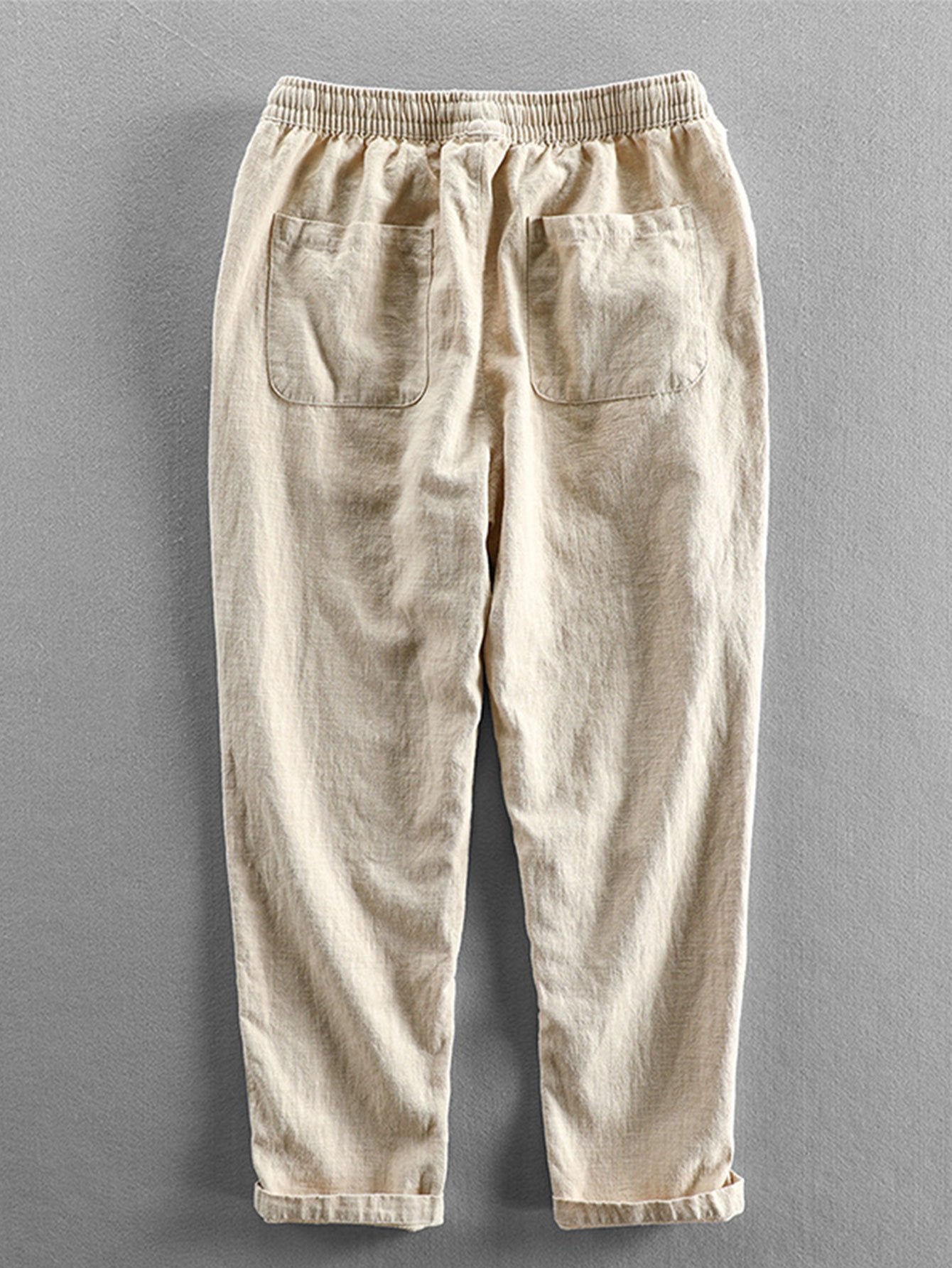 Pantalon court en lin et coton mélangés