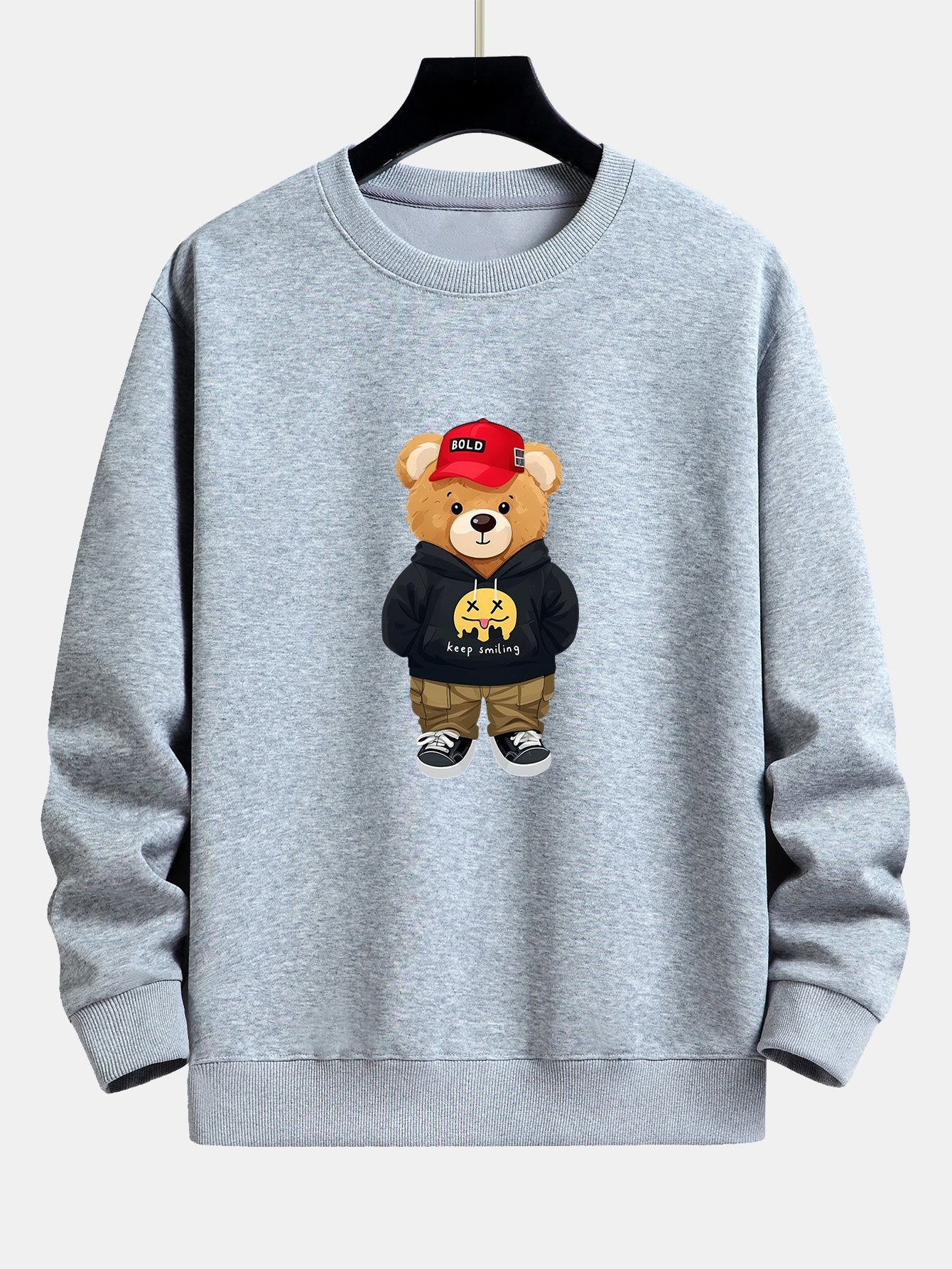 Sweat-shirt coupe décontractée à imprimé ours streetwear