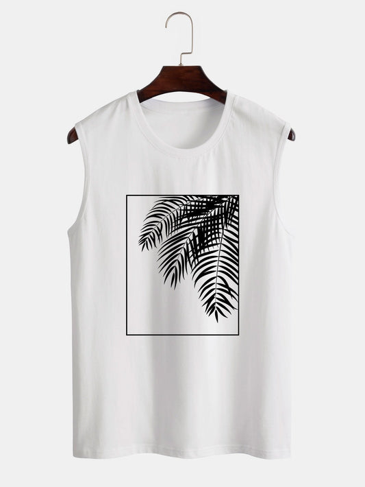 Palm Leaf Print Tank Top