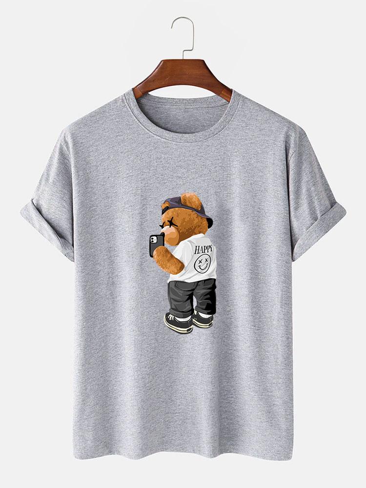 Selfie Bear Print Print T-Shirt