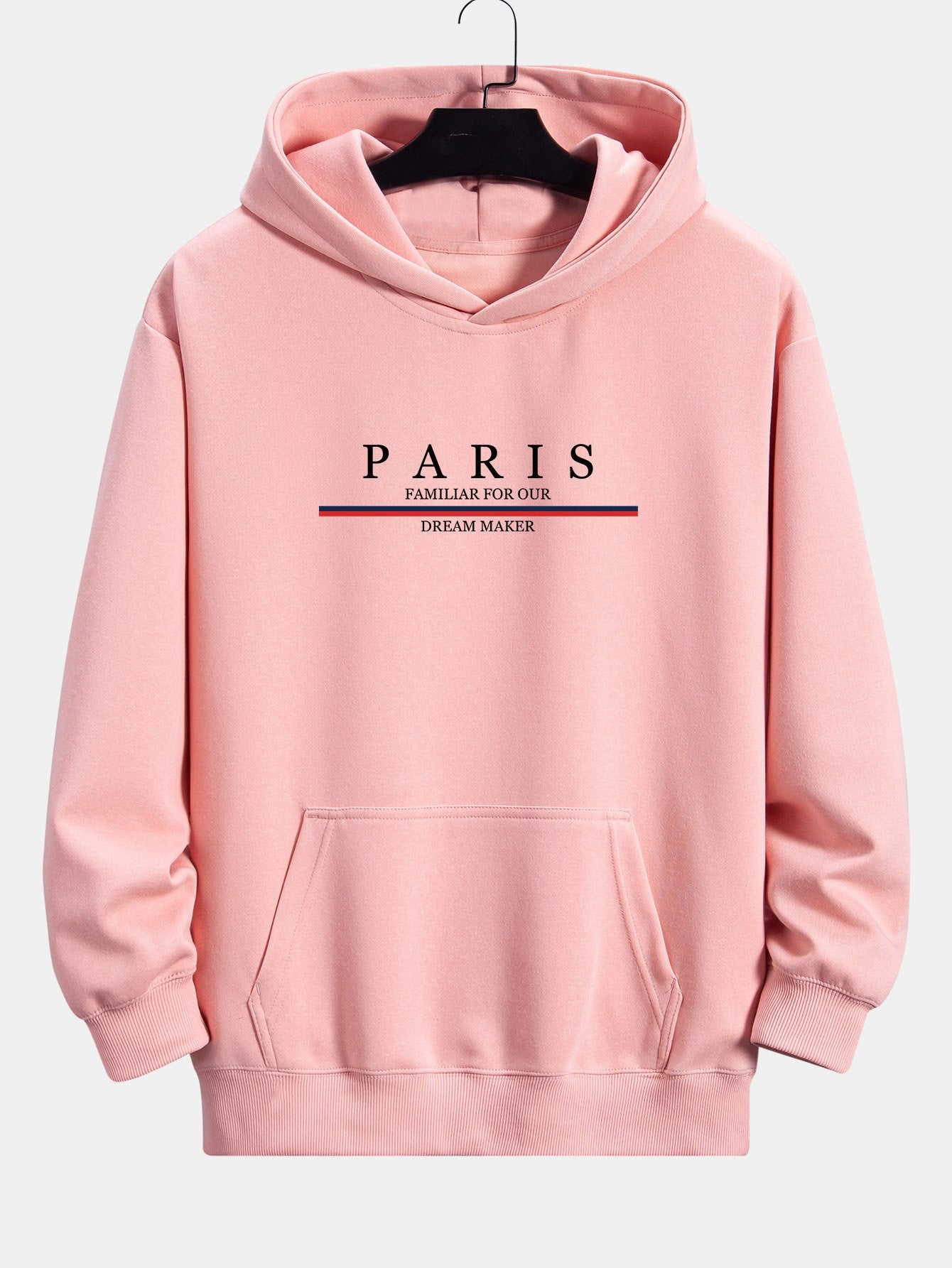 Sweat à capuche coupe décontractée à rayures Paris et imprimé slogan