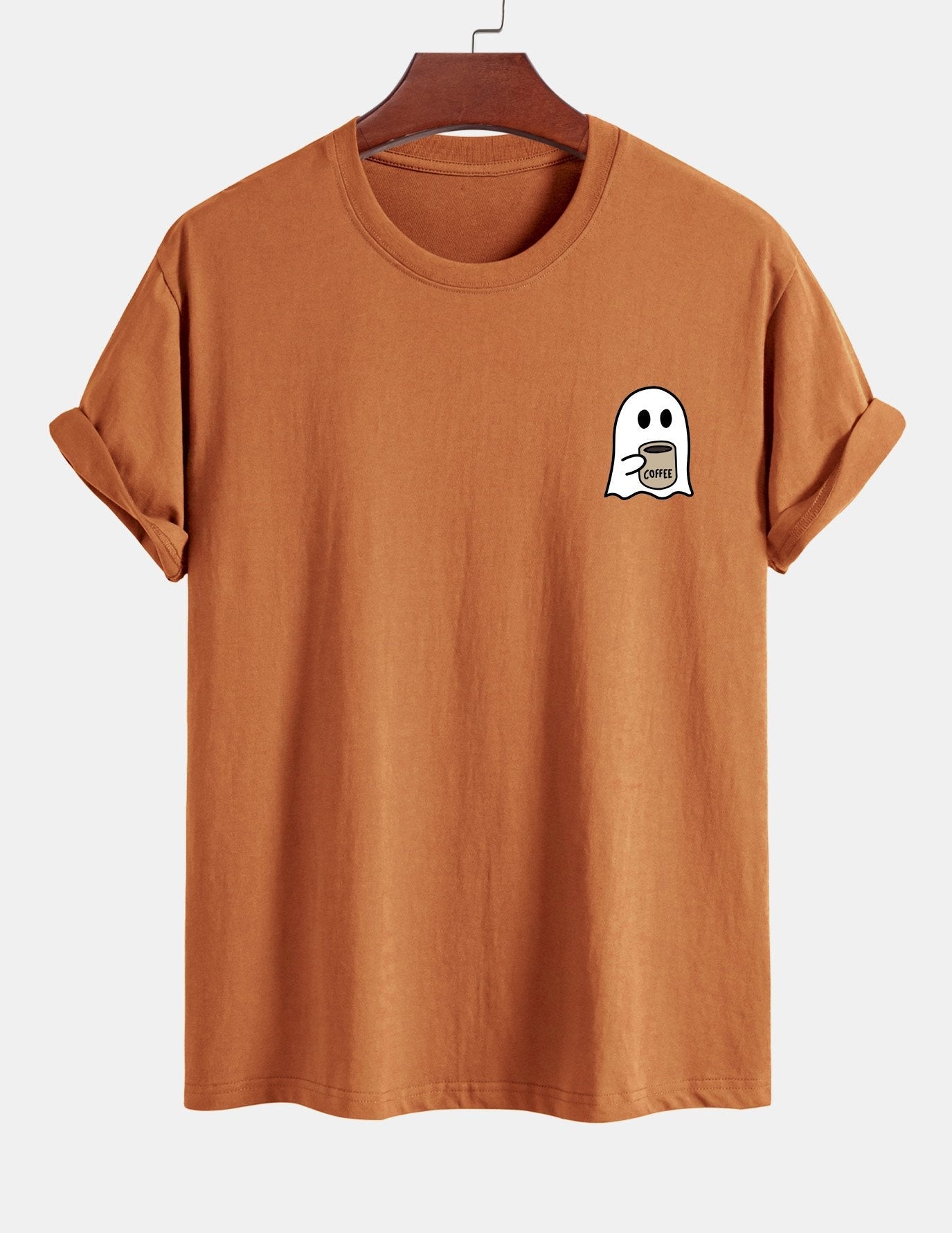 T-shirt en coton imprimé Ghost Drinking Coffee, coupe classique