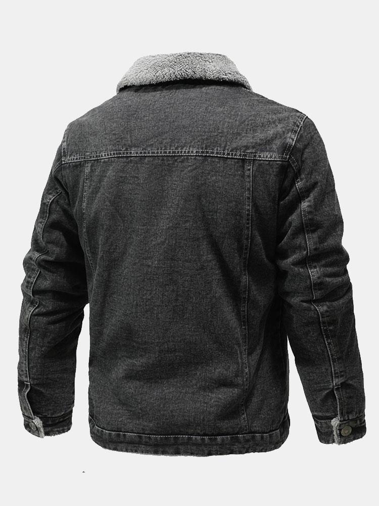 Veste en jean délavé doublée Teddy