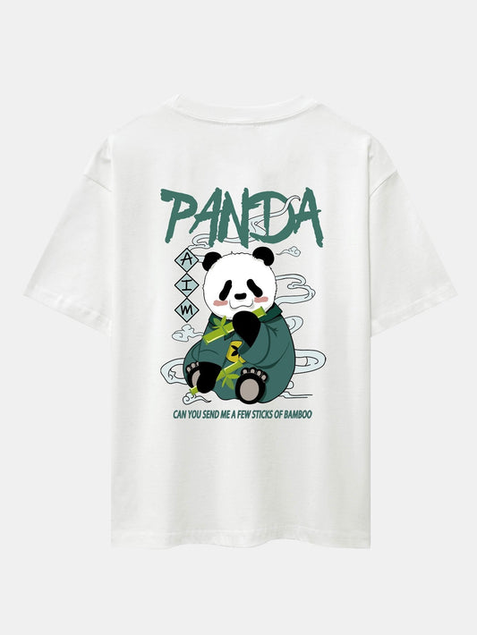 Cute Panda Back Print Oversize T-Shirt