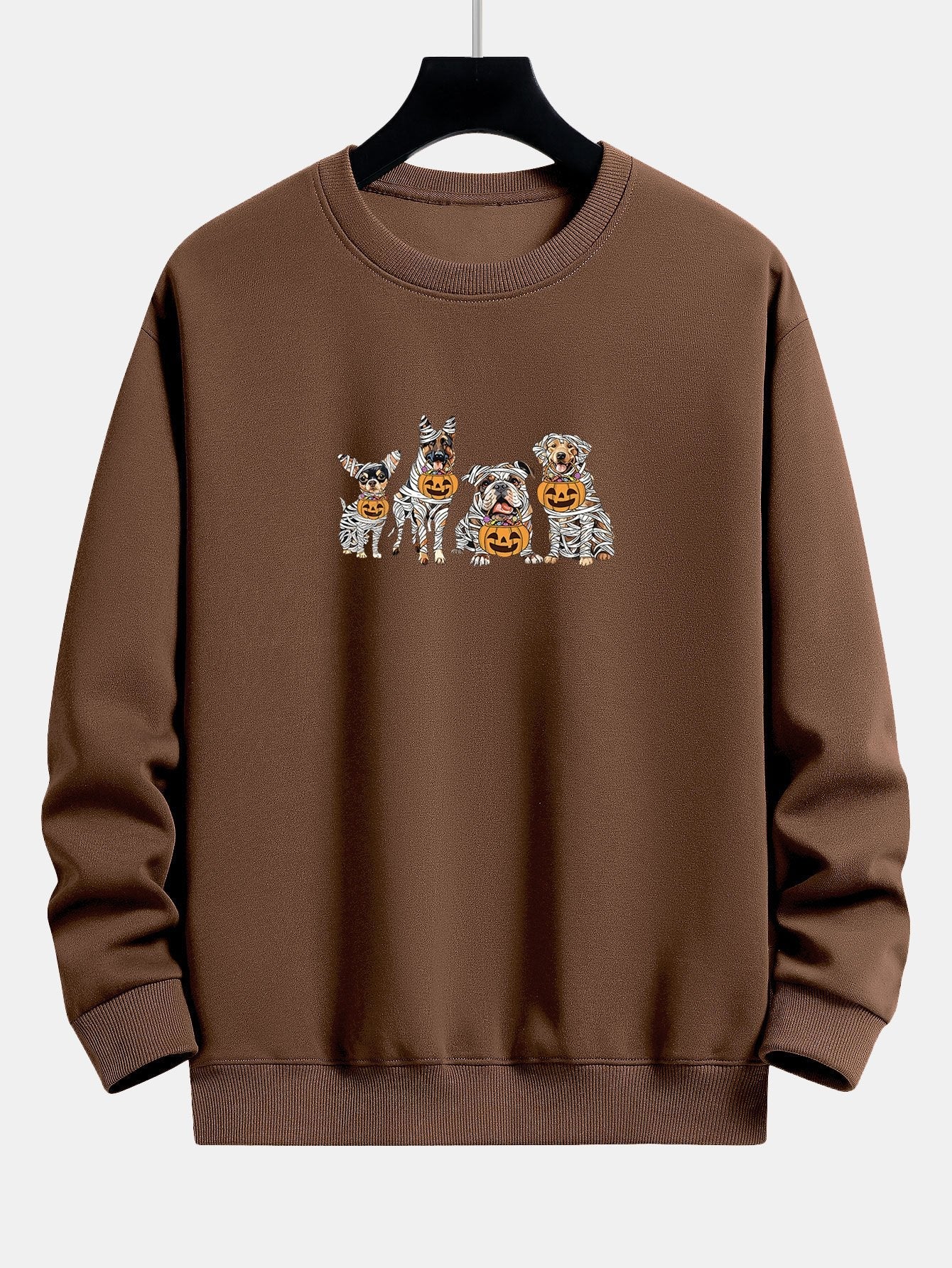 Sweat-shirt coupe décontractée avec imprimé de chiens momie et bandage d'Halloween