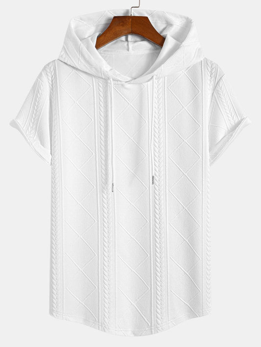 Geometry Jacquard Hooded Arc Hem T-Shirt