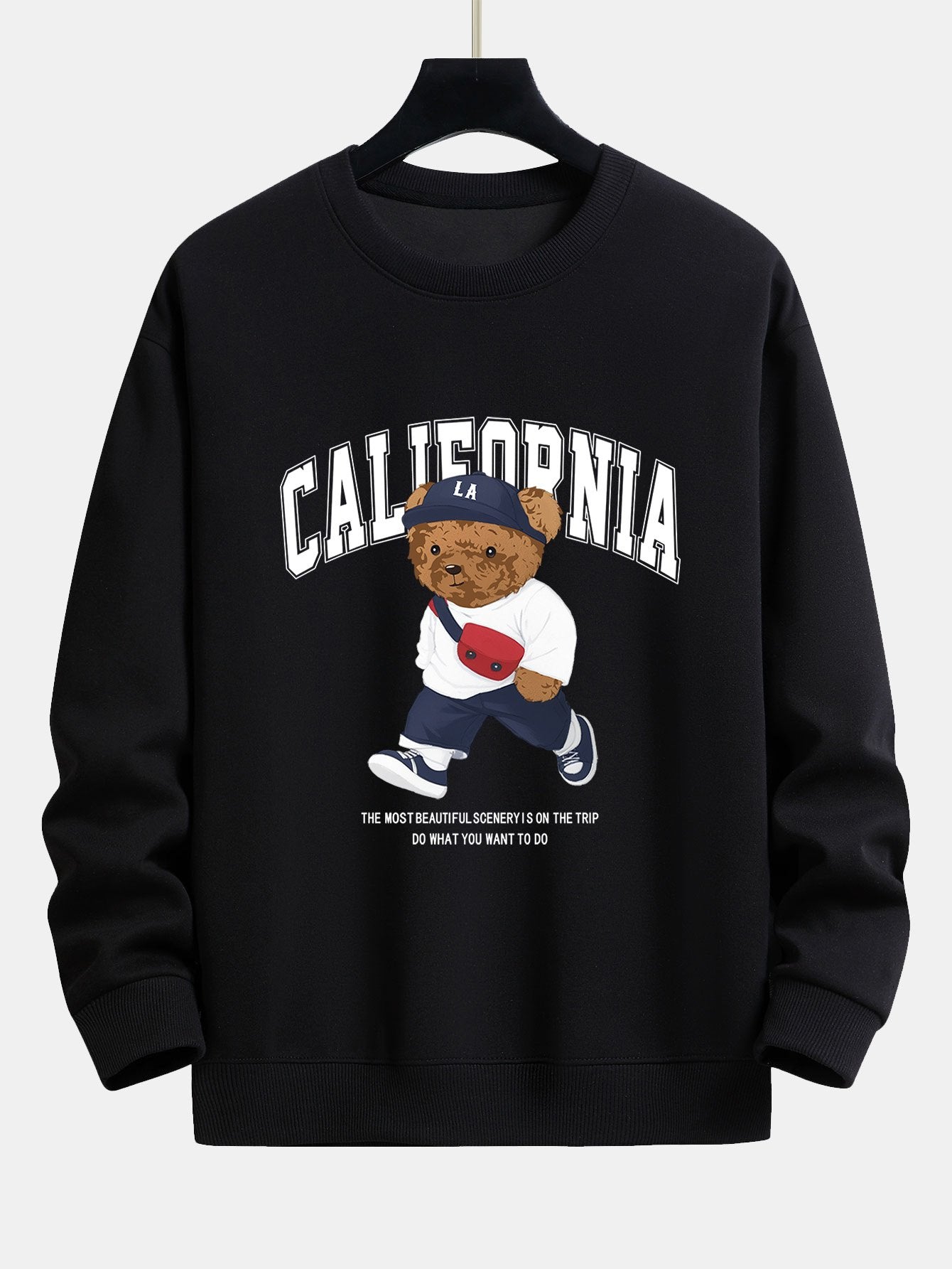 California Fashion - Sweat-shirt coupe décontractée à imprimé ours