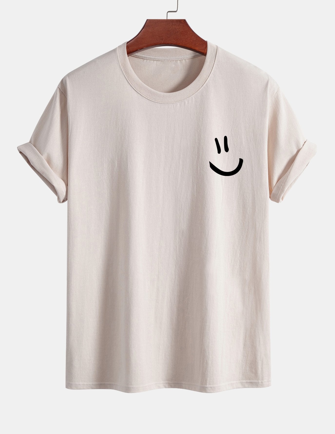 Regular Fit Smiley Face Print Cotton T-Shirt