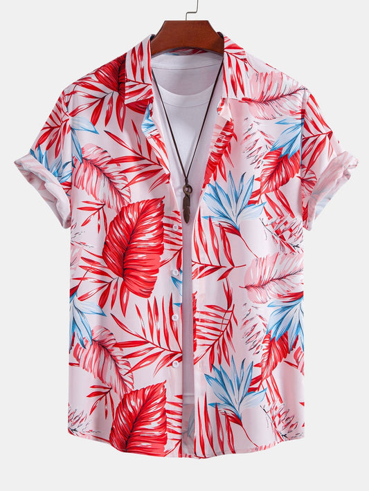 Chemise boutonnée à imprimé tropical