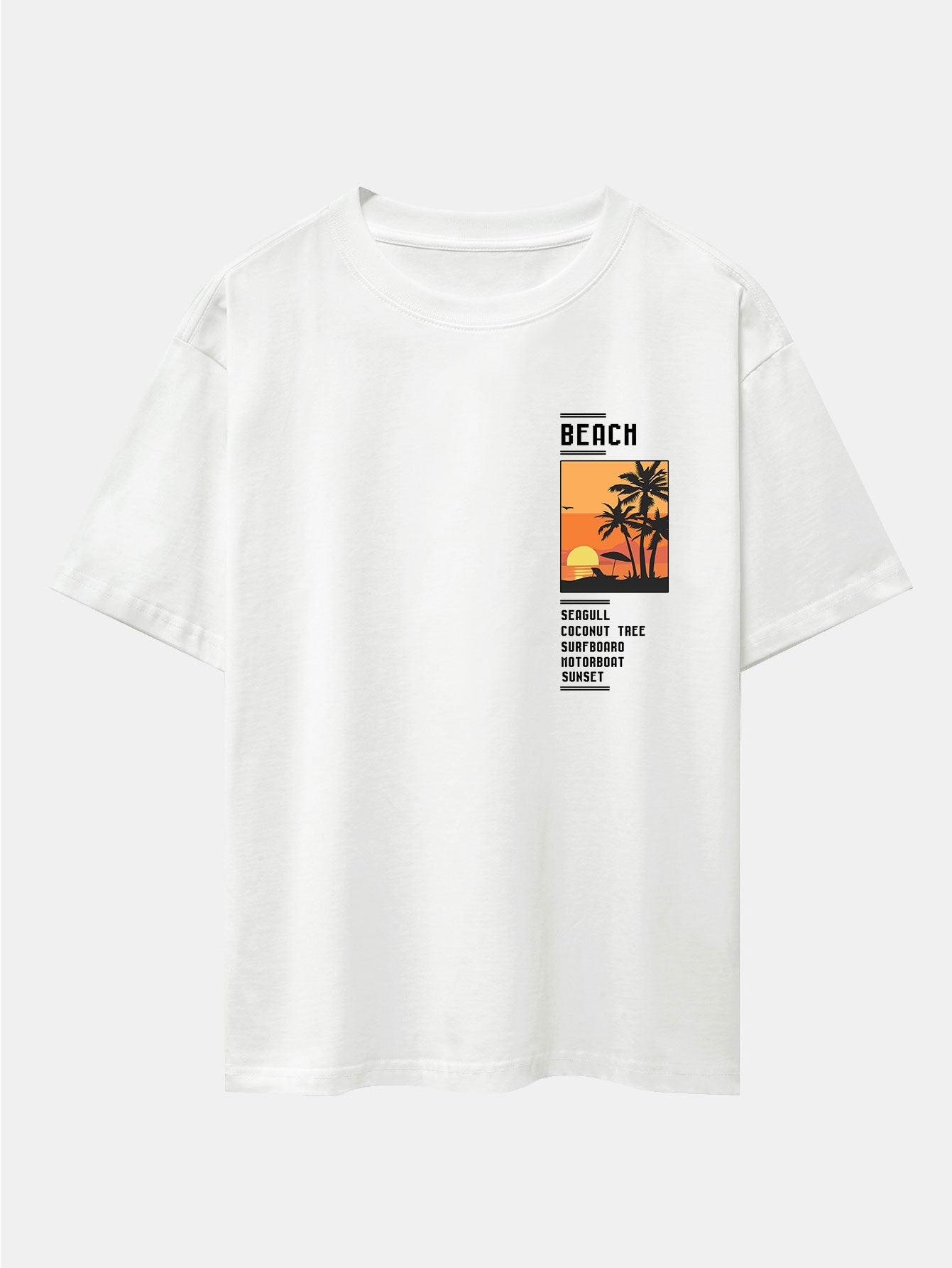 Beach Scenery Slogan Print Drop Shoulder Oversize T-Shirt