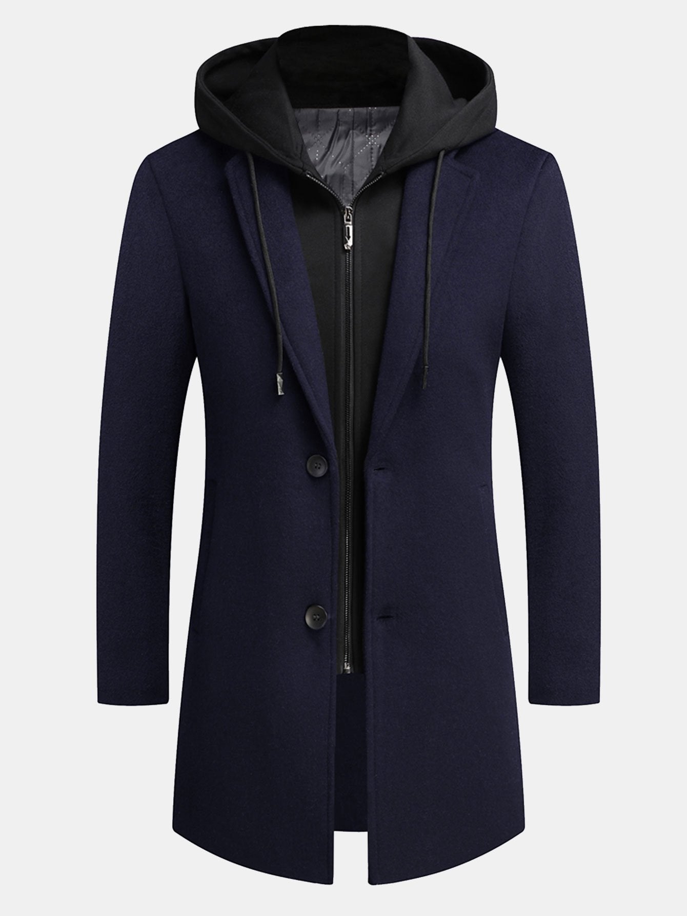 Detachable Hooded Woolen Overcoat