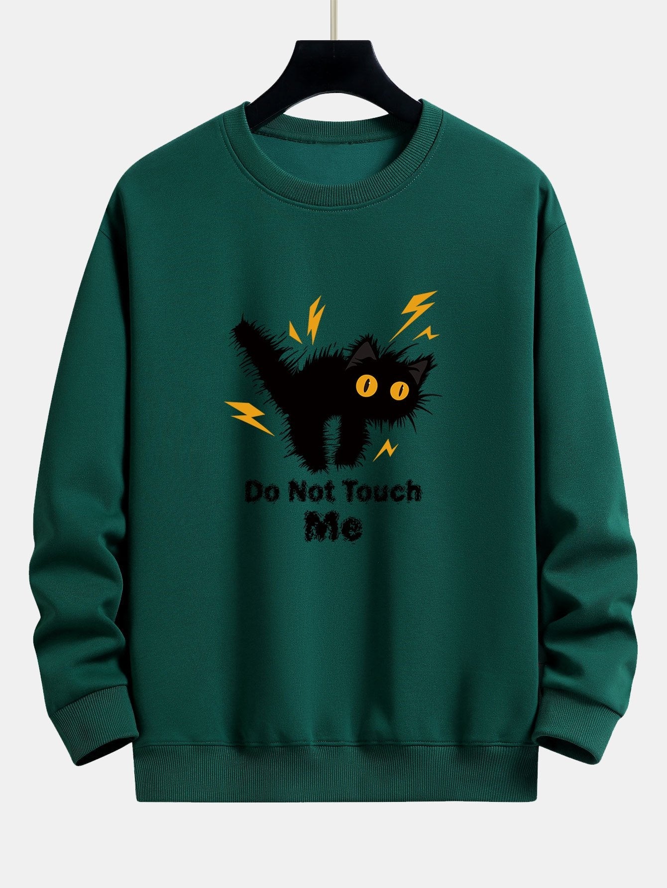 Sweat-shirt coupe décontractée à imprimé chat en colère