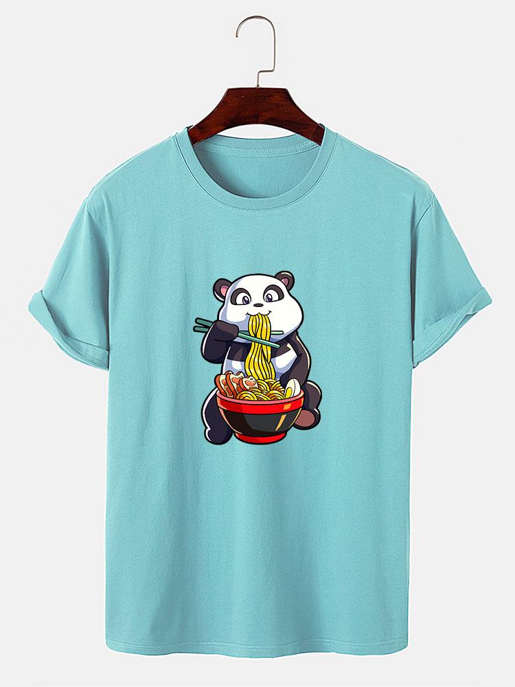 Panda Eating Ramen Print T-Shirt