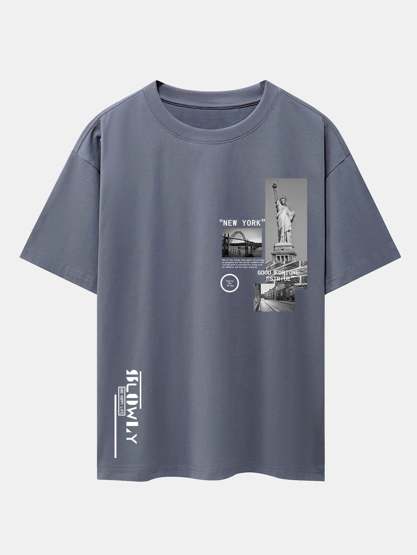 New York Architecture Print Drop Shoulder Oversize T-Shirt