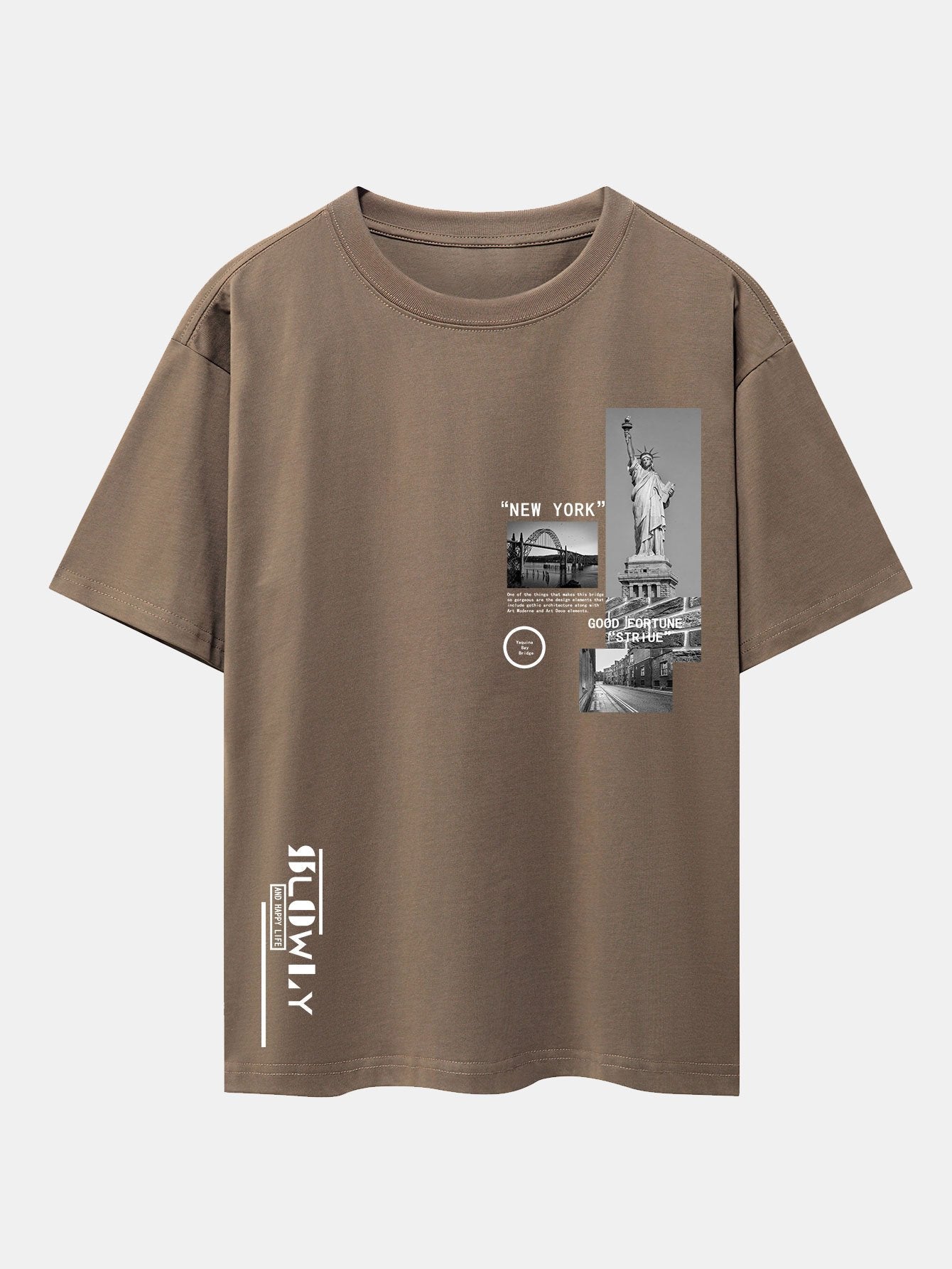 New York Architecture Print Drop Shoulder Oversize T-Shirt