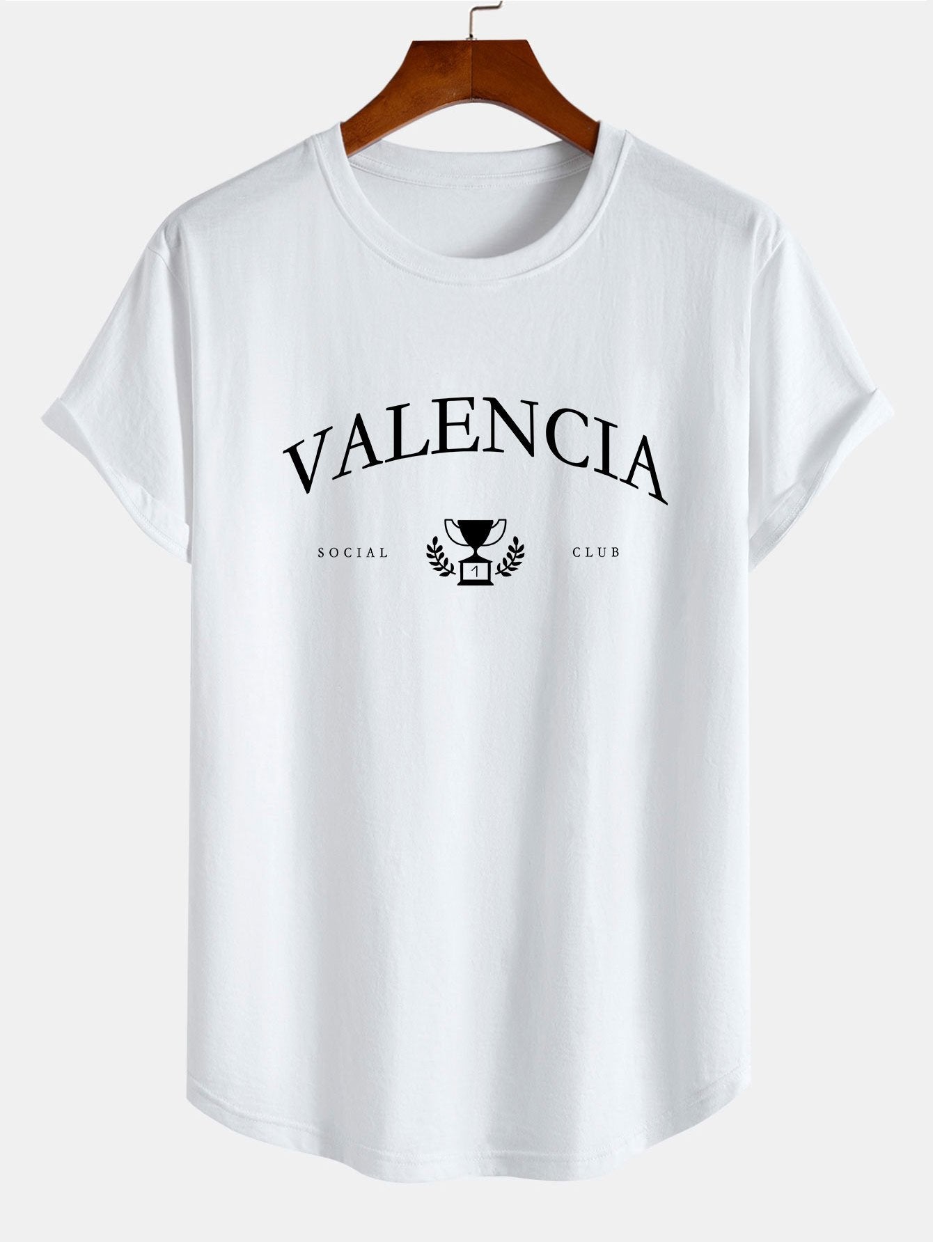 Valencia Slogan Print Cotton Arc Hem T-Shirt