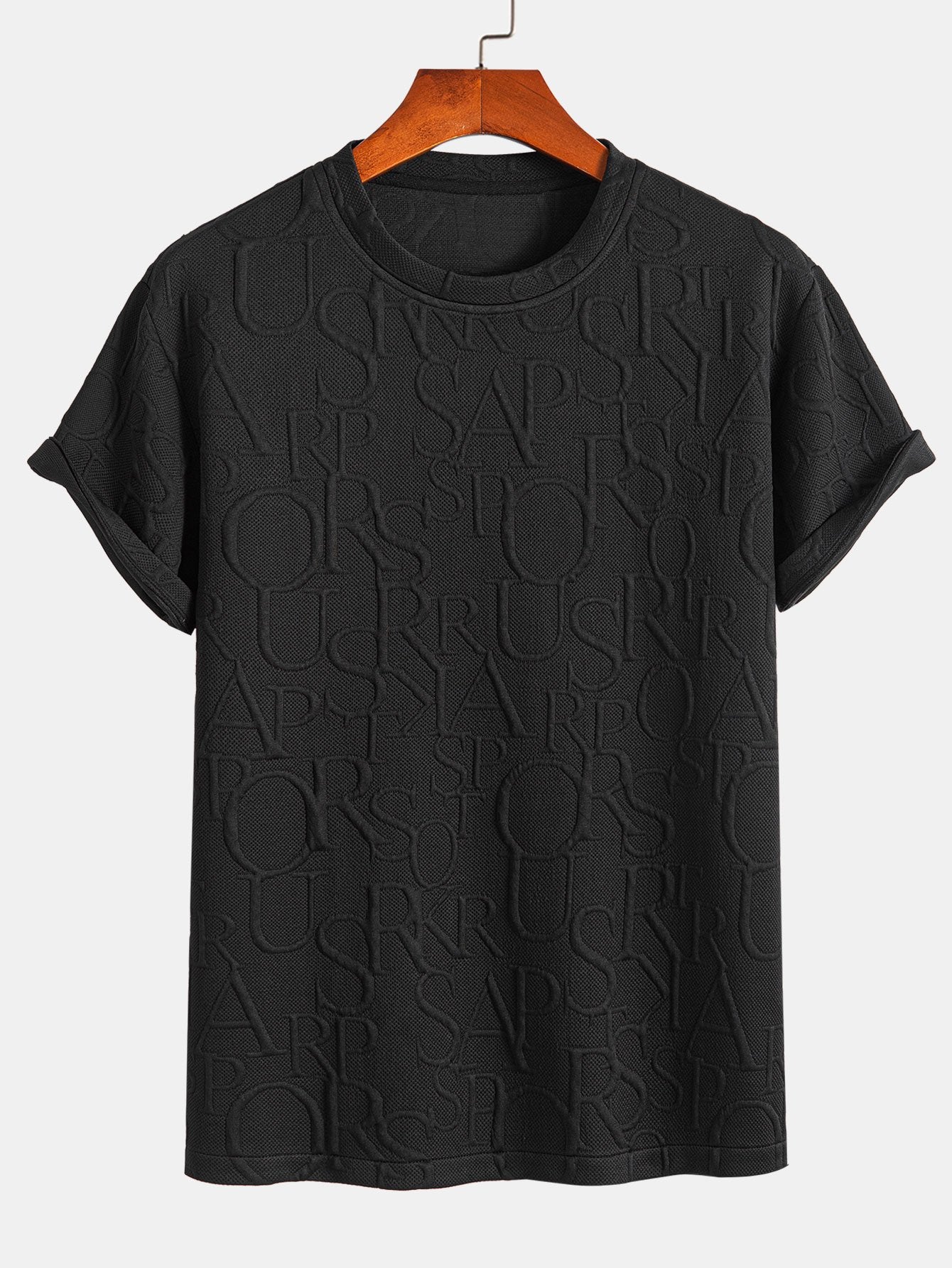 Short Sleeve Letter Jacquard T-Shirt