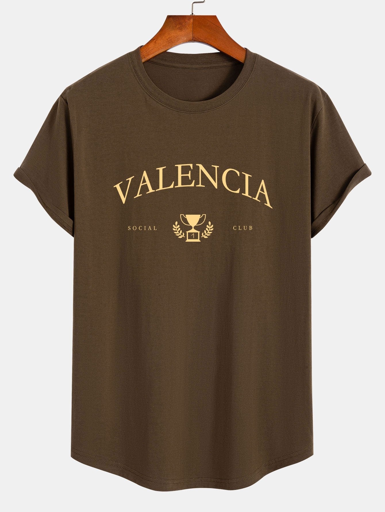 Valencia Slogan Print Cotton Arc Hem T-Shirt