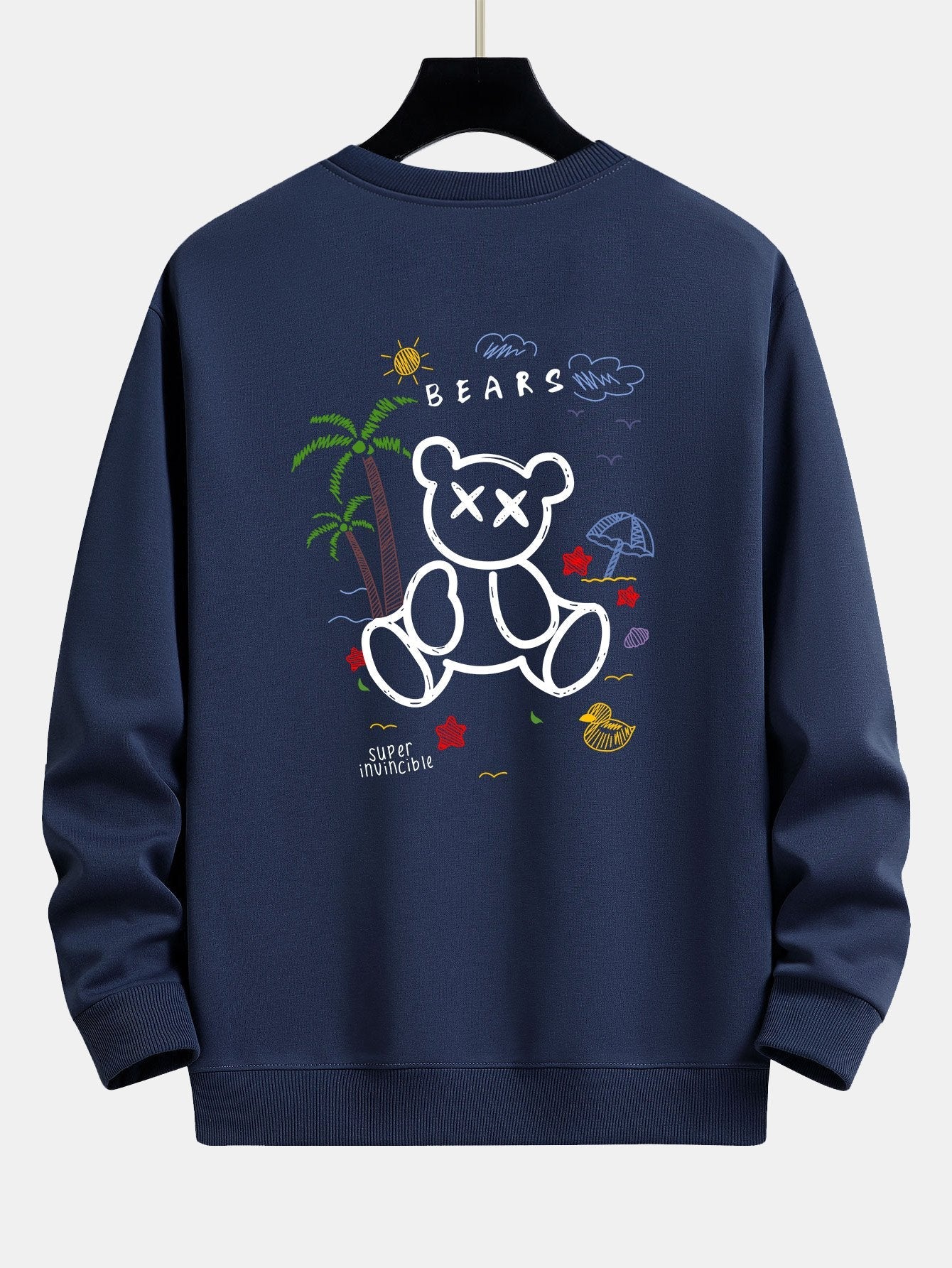 Sweat-shirt coupe décontractée à imprimé Bear On Vacation