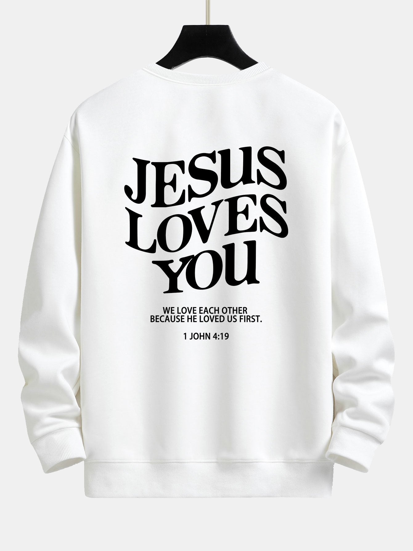 Sweat-shirt coupe décontractée à imprimé Jesus Loves You Back