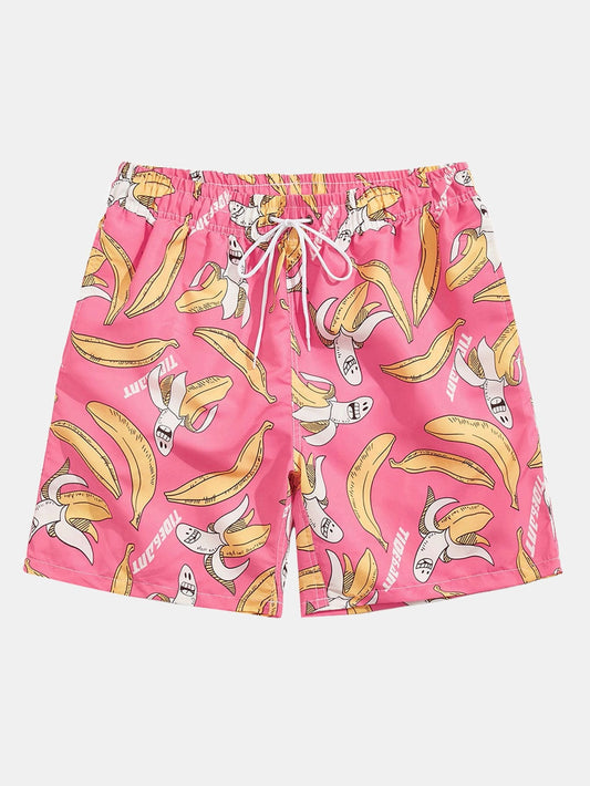 Short de bain amusant à imprimé banane