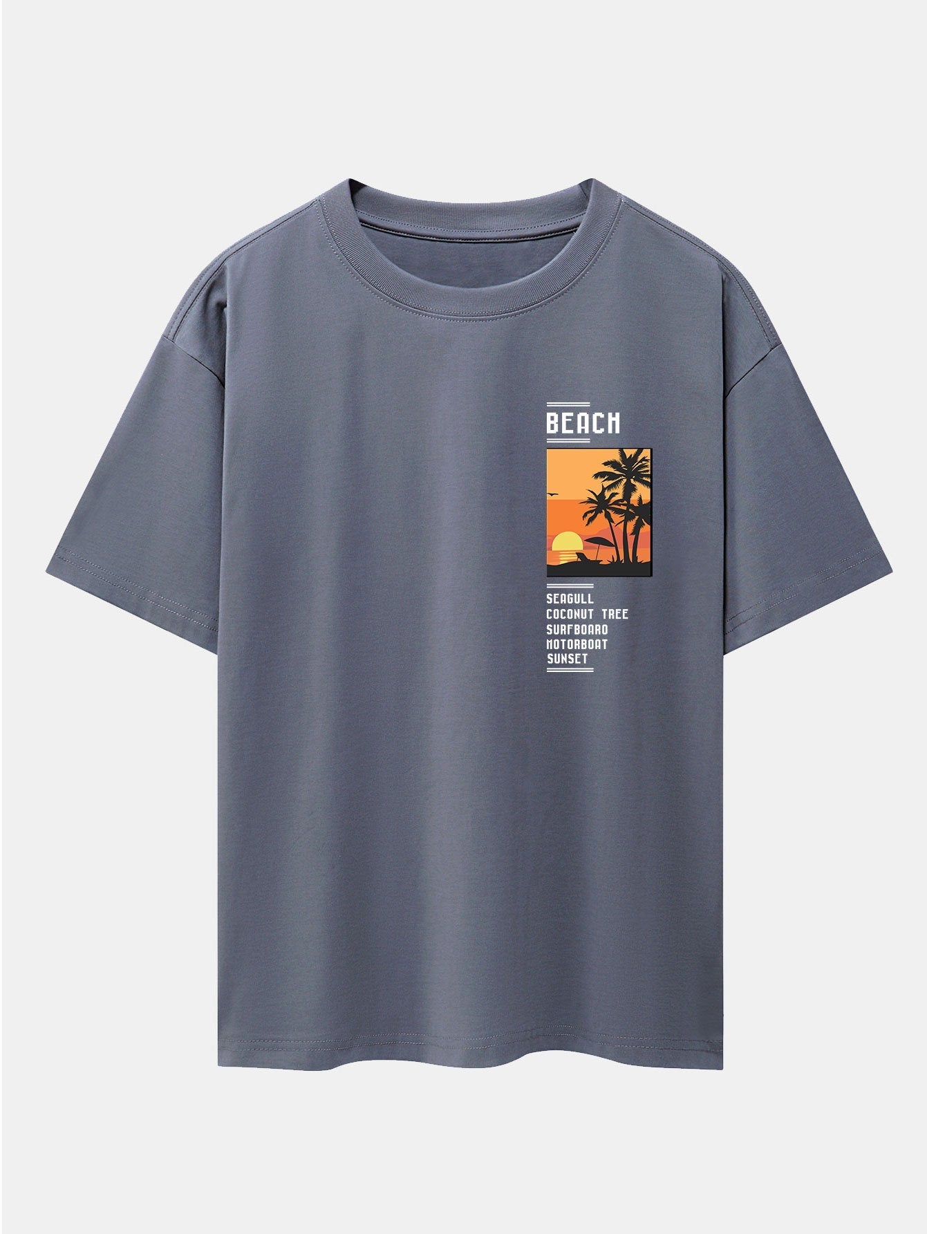 Beach Scenery Slogan Print Drop Shoulder Oversize T-Shirt