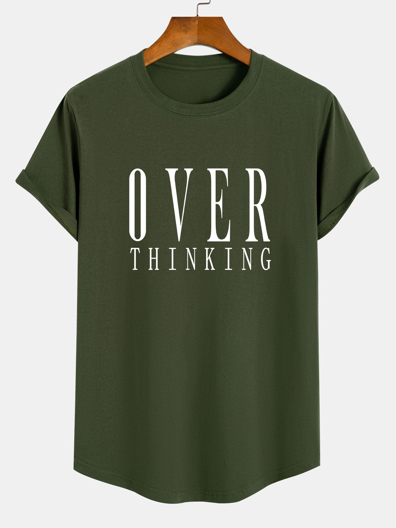 Over Thinking Print Cotton Arc Hem T-Shirt