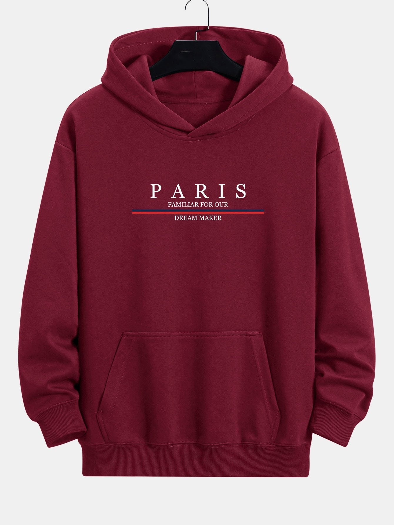 Sweat à capuche coupe décontractée à rayures Paris et imprimé slogan