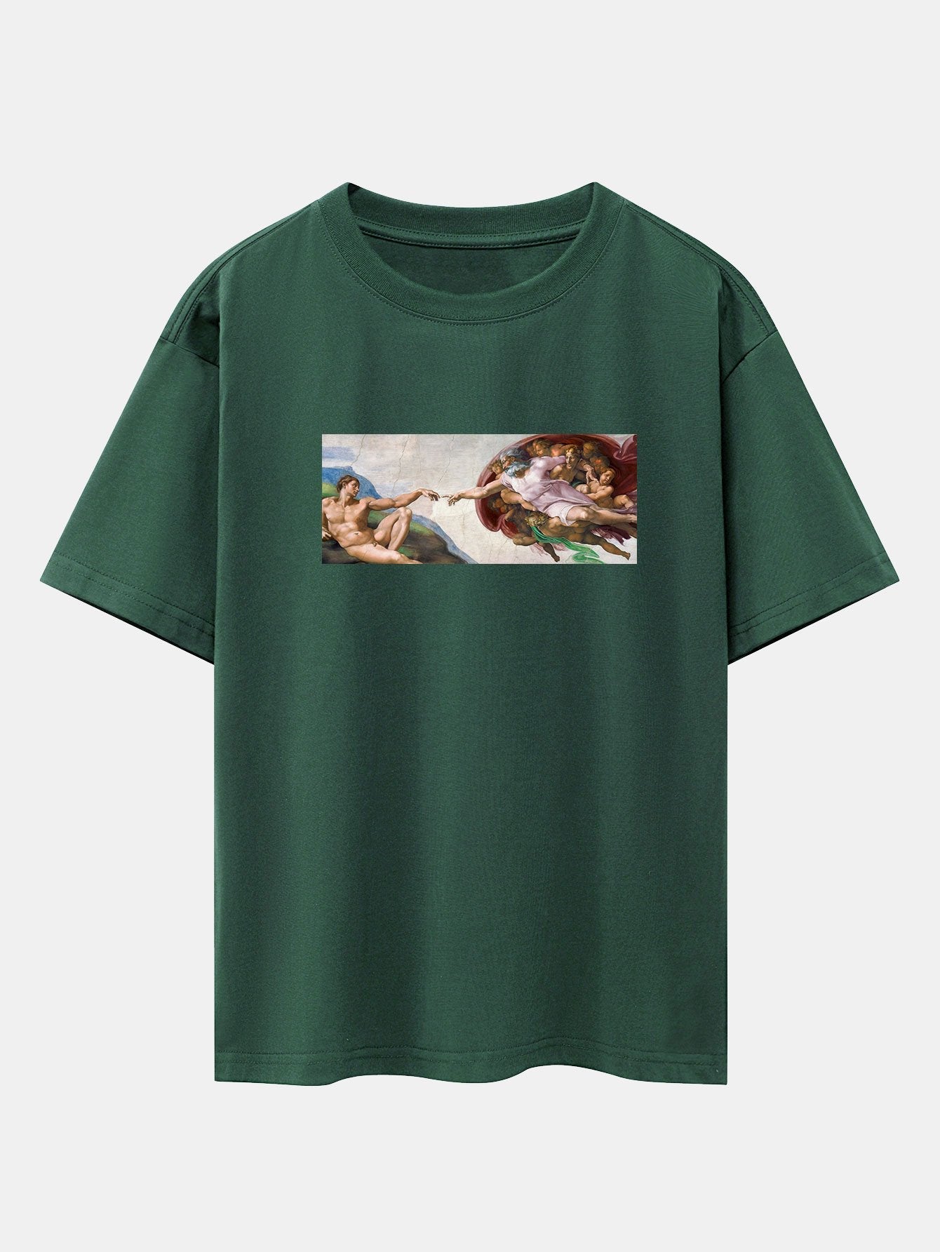 The Creation of Adam Print Drop Shoulder Oversize T-Shirt