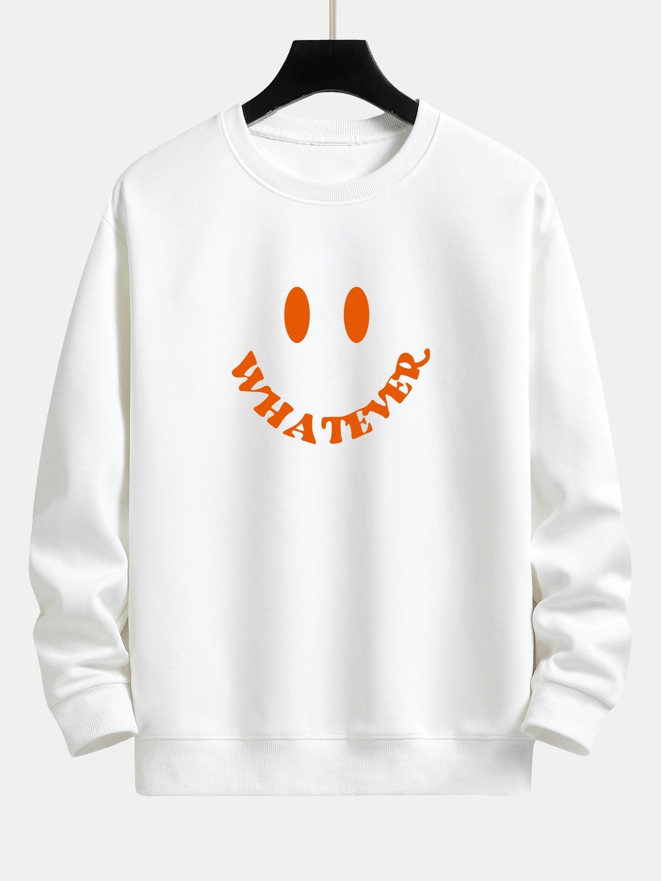 Sweat-shirt coupe décontractée à imprimé smiley et slogan