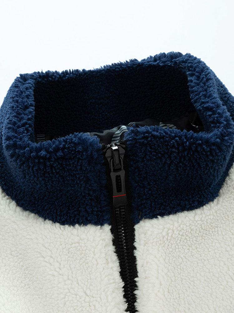 Color Block Zip Up Teddy Coat