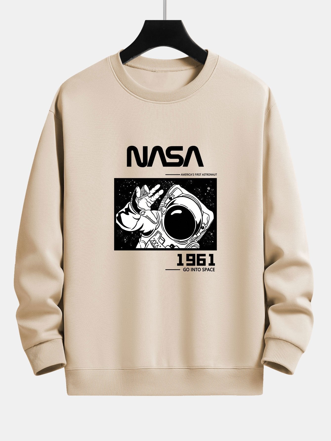 Sweat-shirt décontracté à imprimé slogan astronaute de la NASA