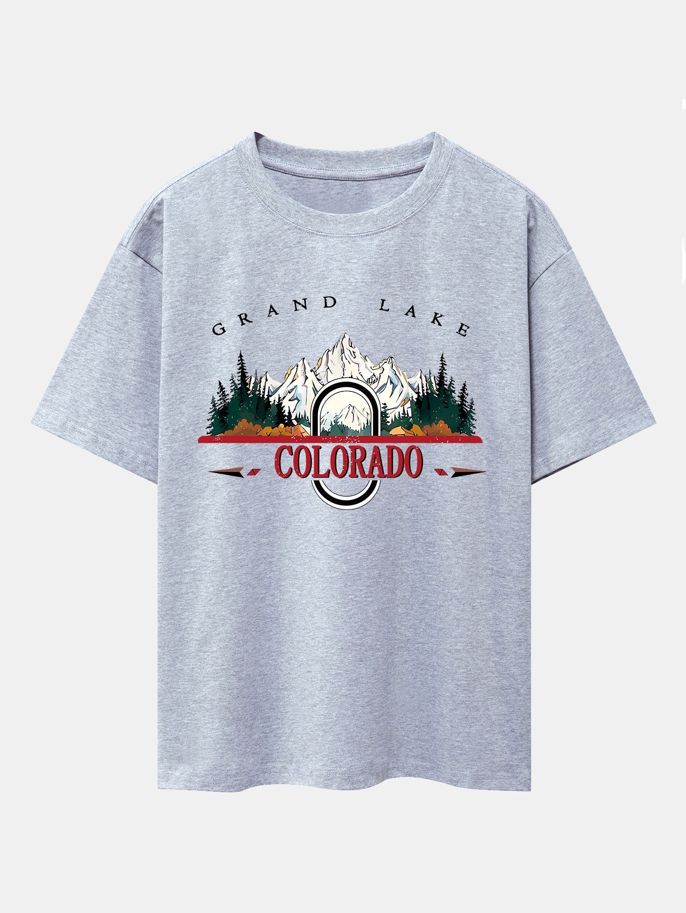 Colorado Mountain Print Drop Shoulder Oversize T-Shirt