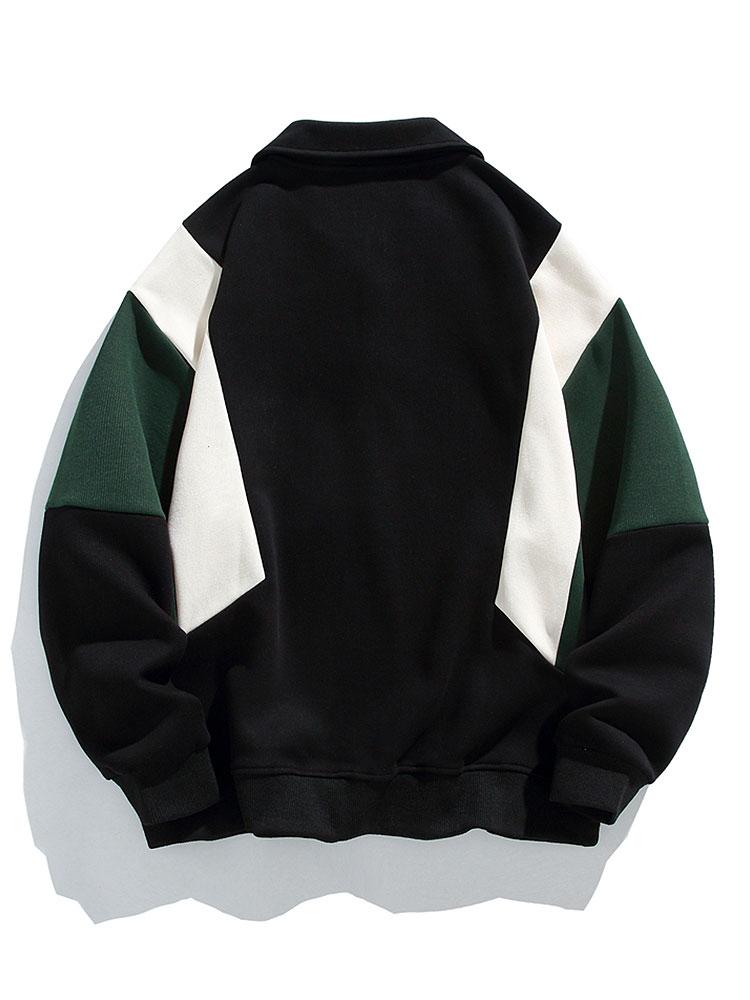 Relax Fit Color Block Polo Sweatshirt