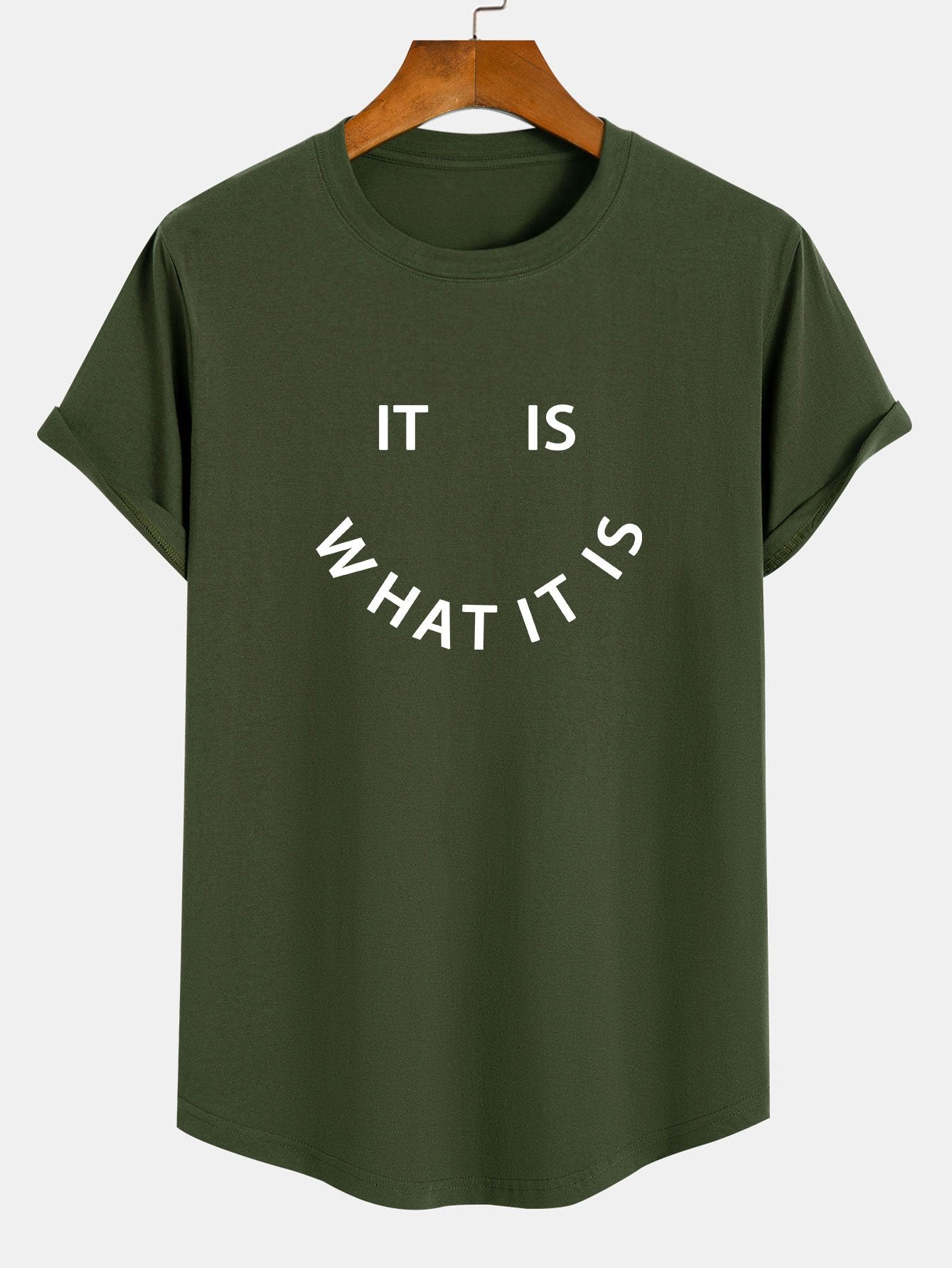 It Is What It Is Print Cotton Arc Hem T-Shirt