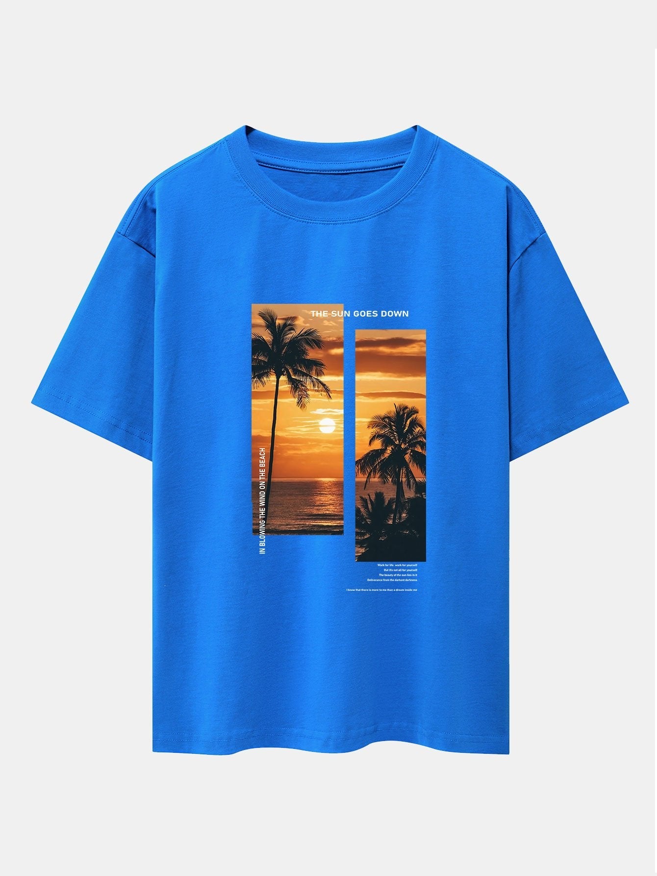 Palm Trees Beach Landscape Slogan Print Drop Shoulder Oversize T-Shirt