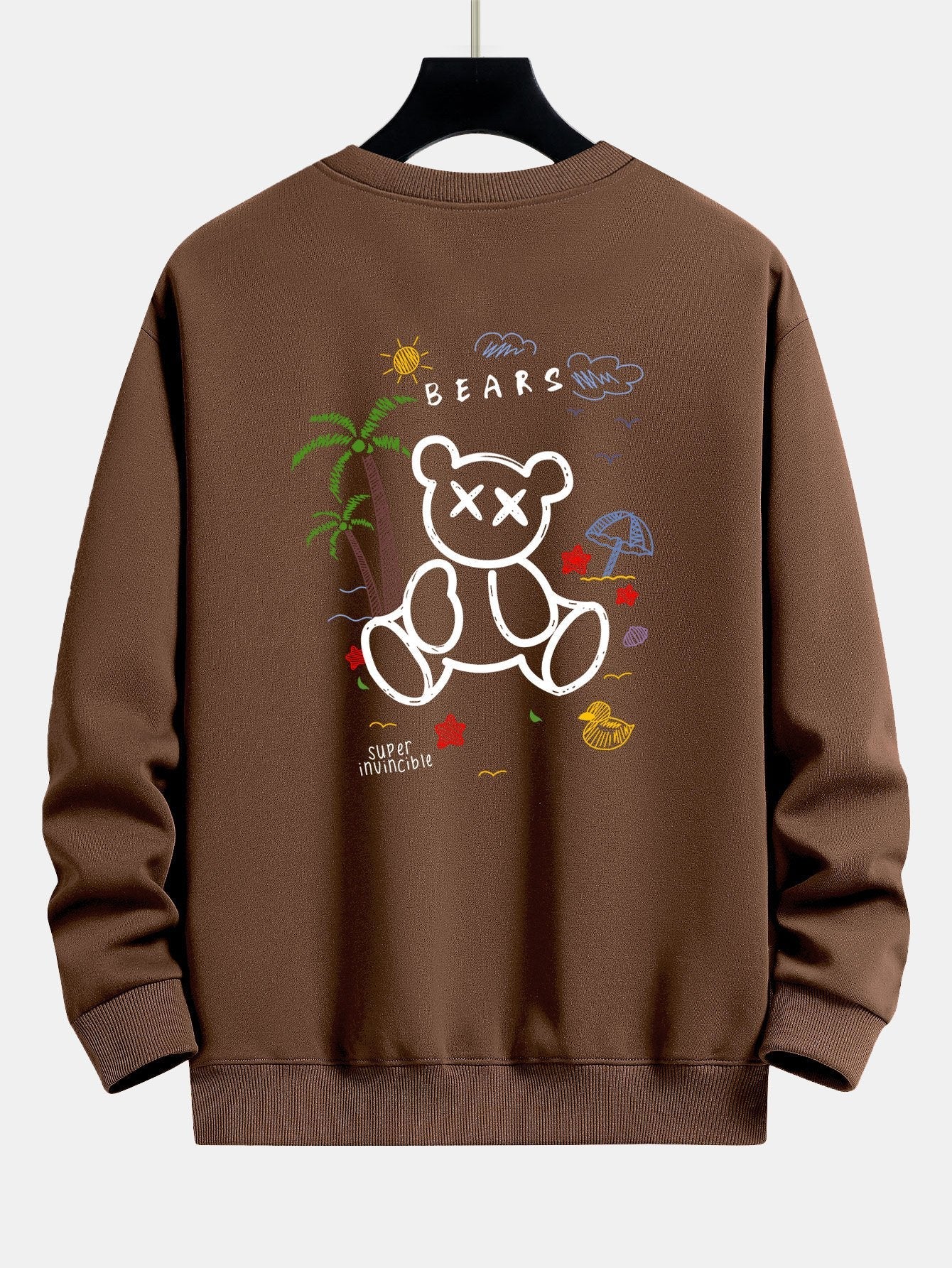 Sweat-shirt coupe décontractée à imprimé Bear On Vacation