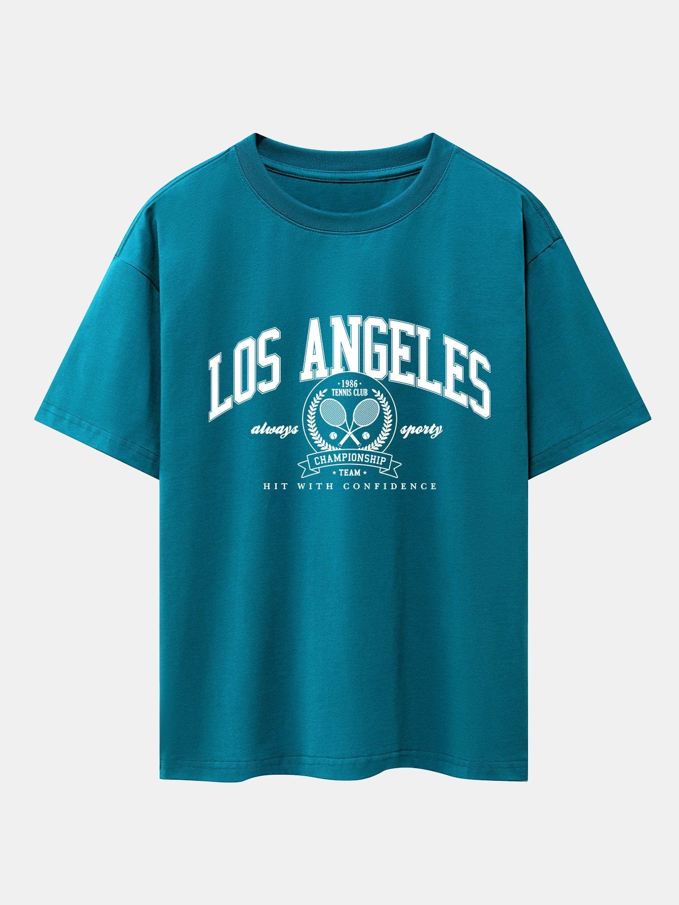 Los Angeles Tennis Print Drop Shoulder Oversize T-Shirt