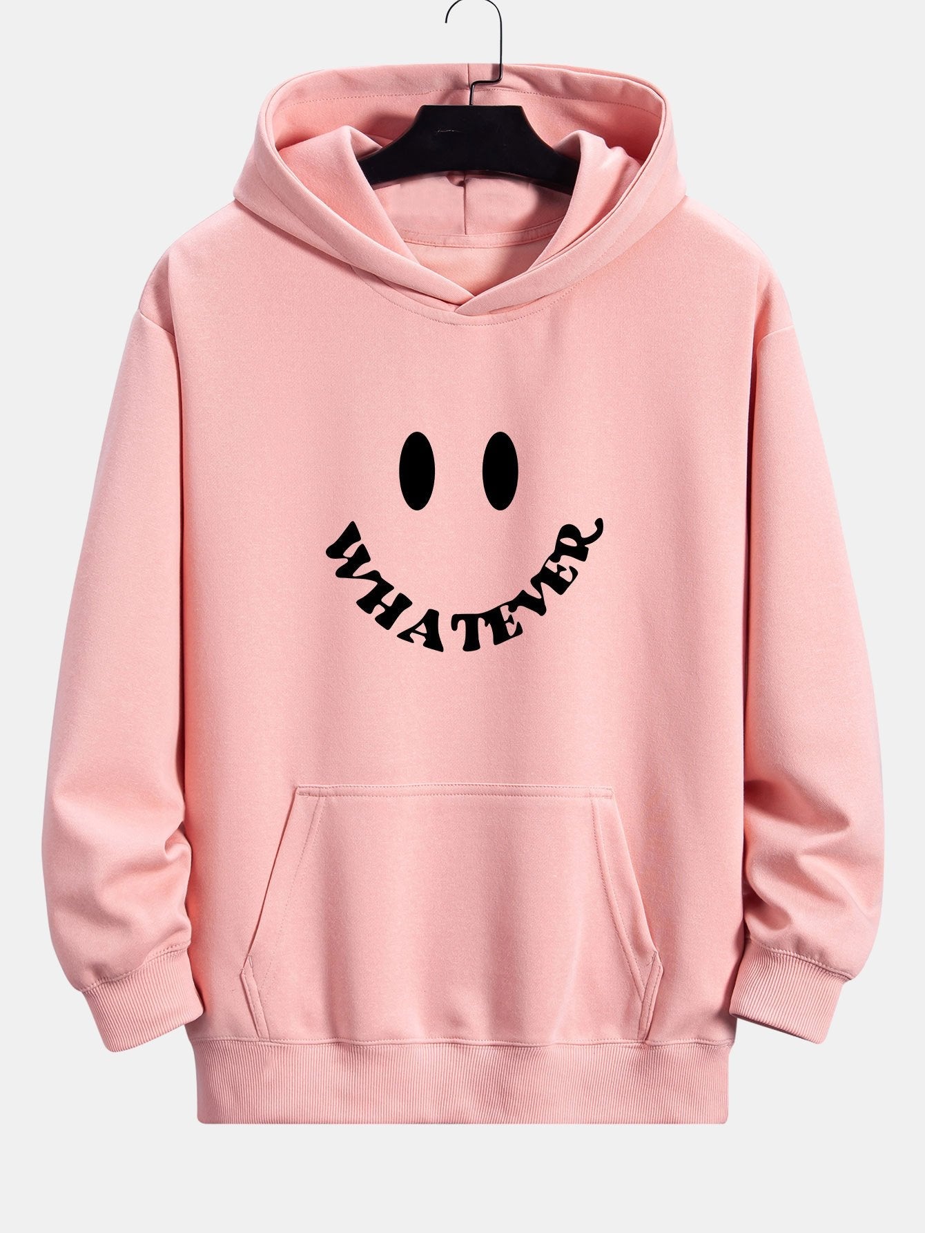 Sweat à capuche coupe décontractée à imprimé smiley et slogan