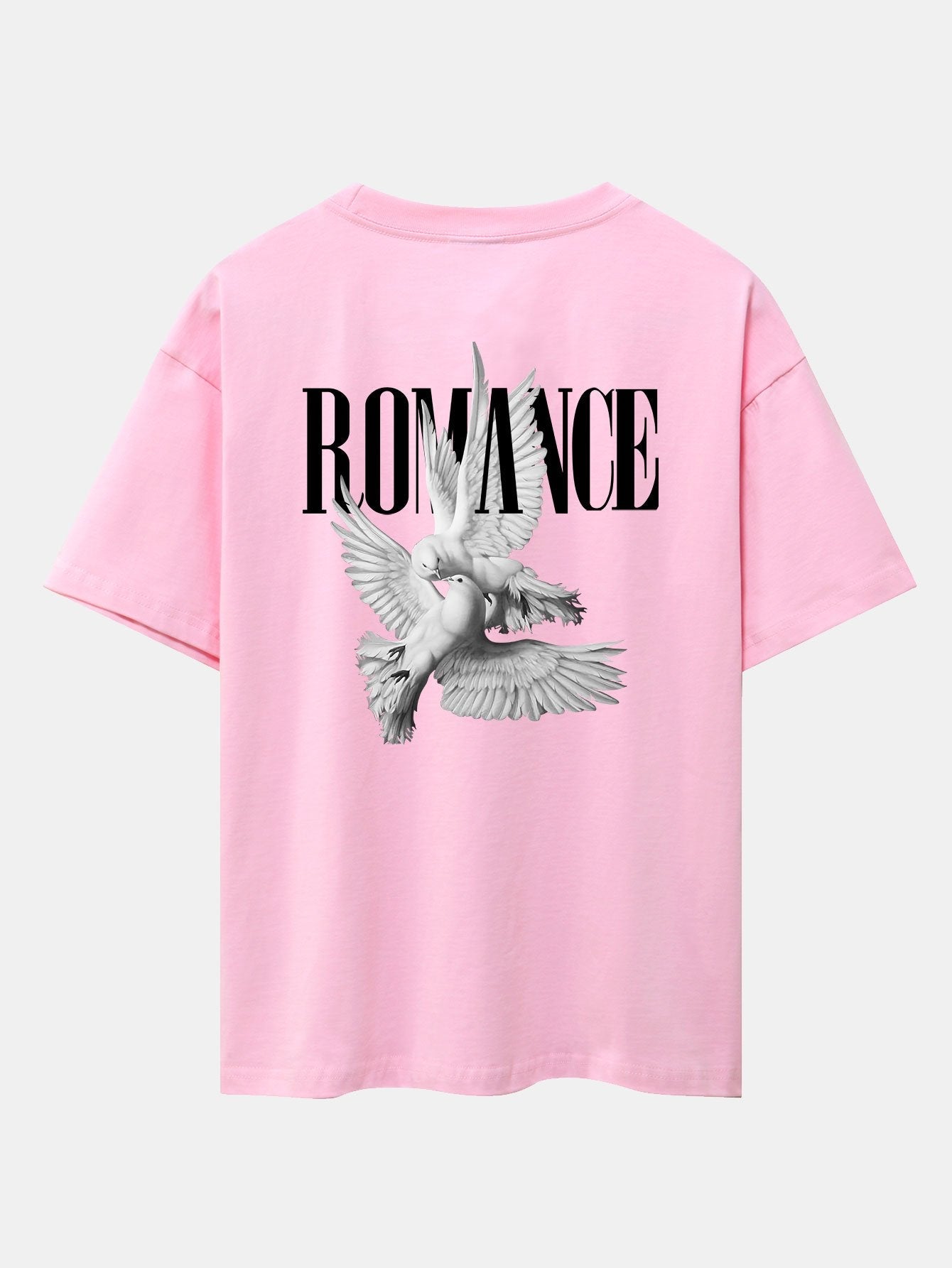 Romance Pigeon Slogan Back Print Drop Shoulder Oversize T-Shirt