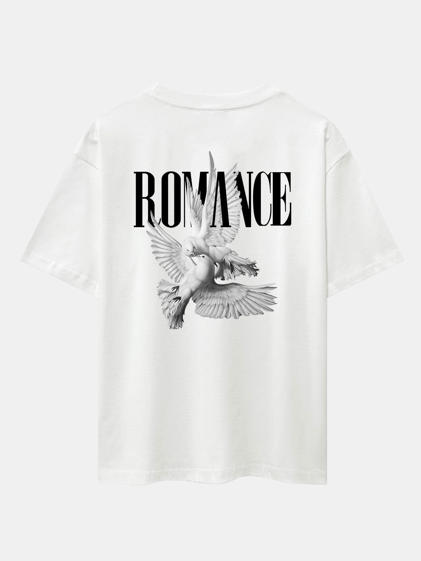 Romance Pigeon Slogan Back Print Drop Shoulder Oversize T-Shirt