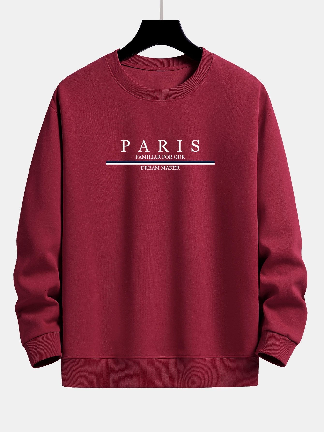 Sweat-shirt coupe décontractée à rayures et slogan Paris