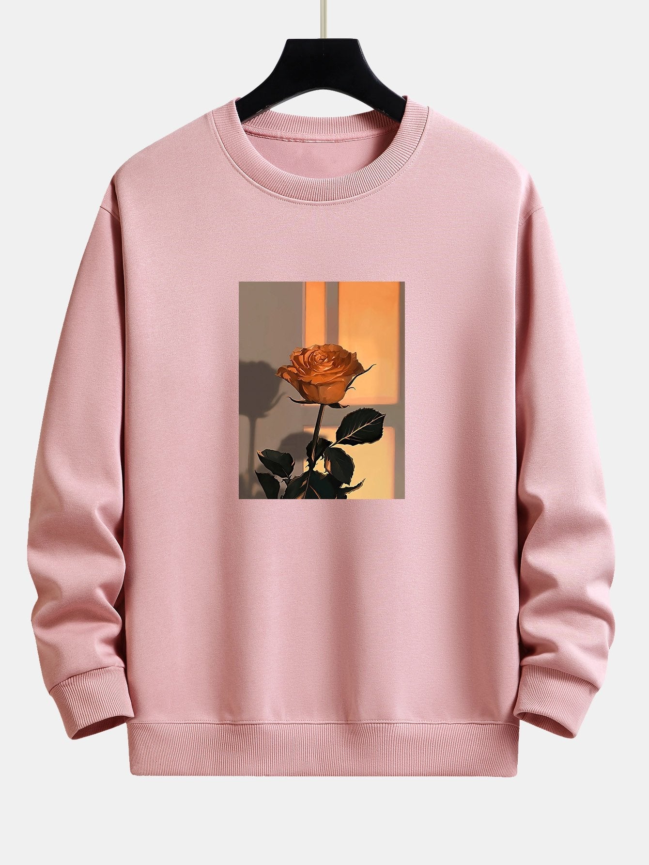 Sweat-shirt coupe décontractée à imprimé Sunset Rose