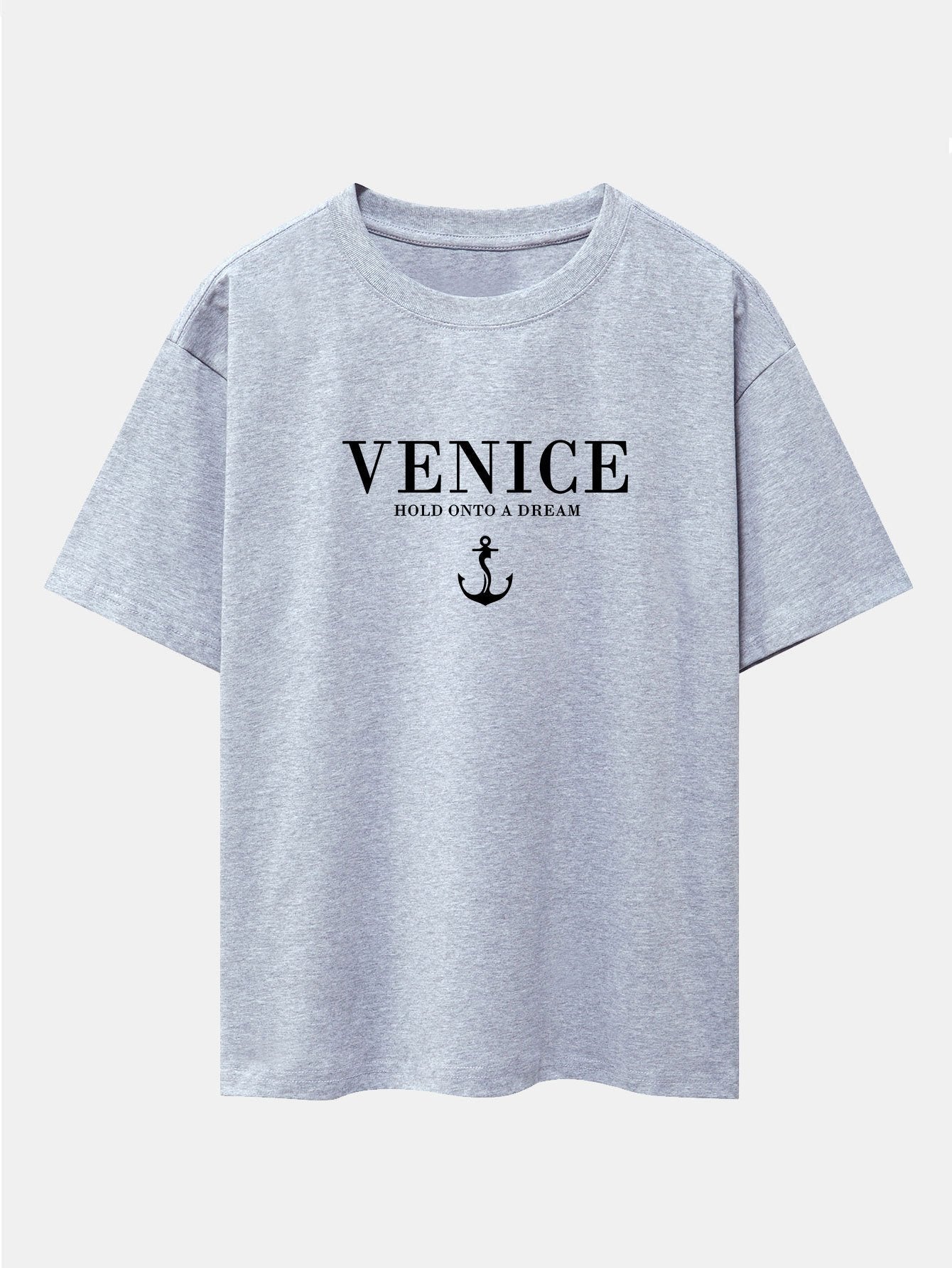 T-shirt oversize à épaules tombantes et imprimé ancre de Venise