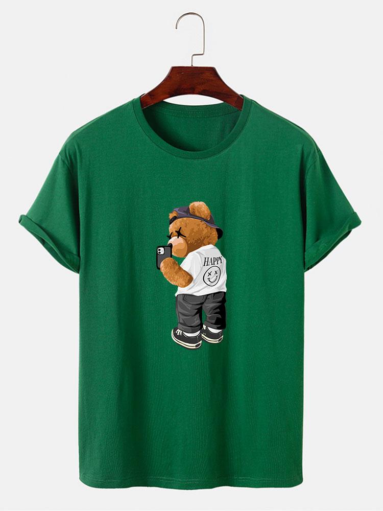 Selfie Bear Print Print T-Shirt