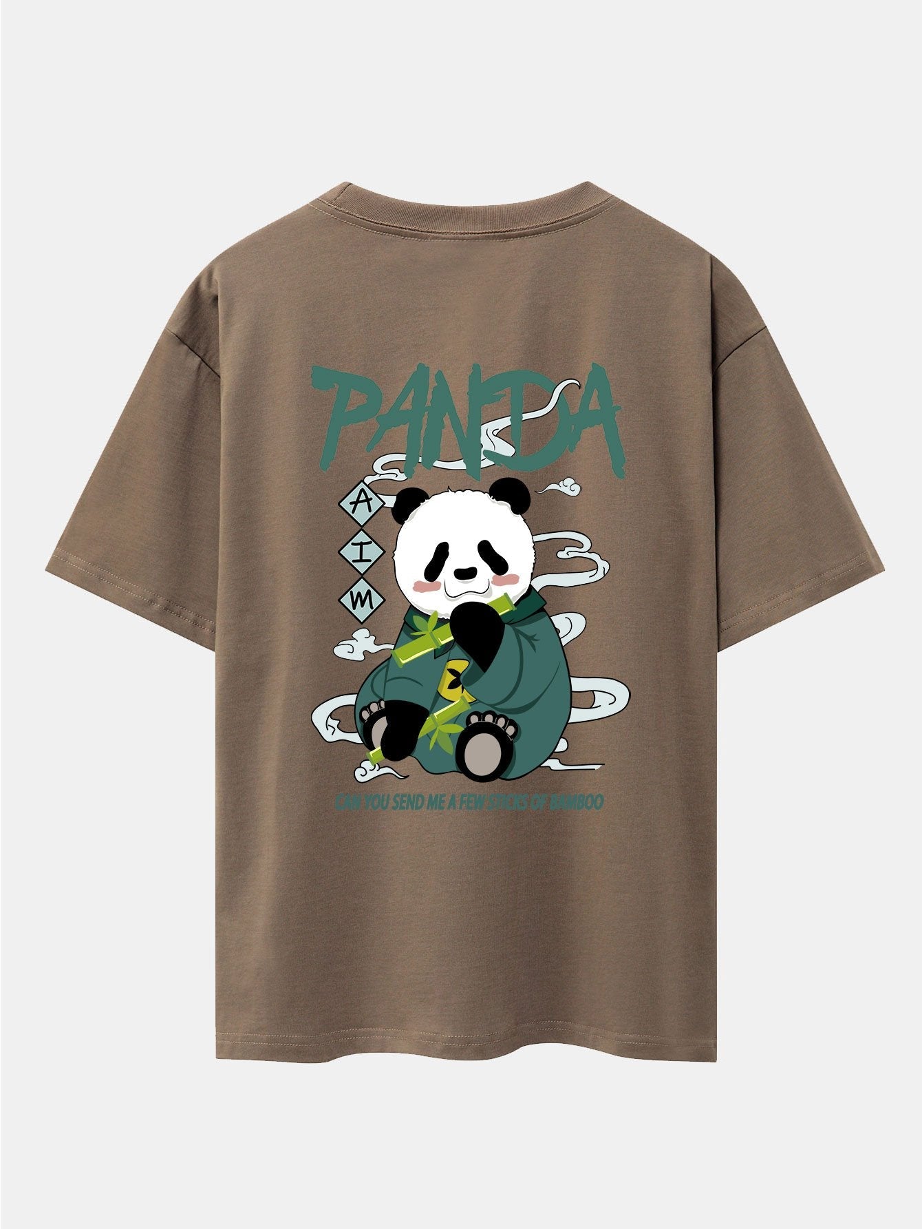 Cute Panda Back Print Oversize T-Shirt