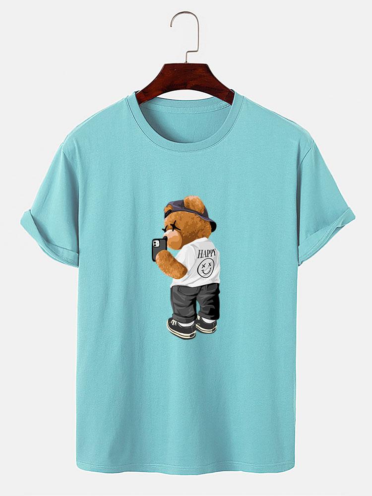 Selfie Bear Print Print T-Shirt