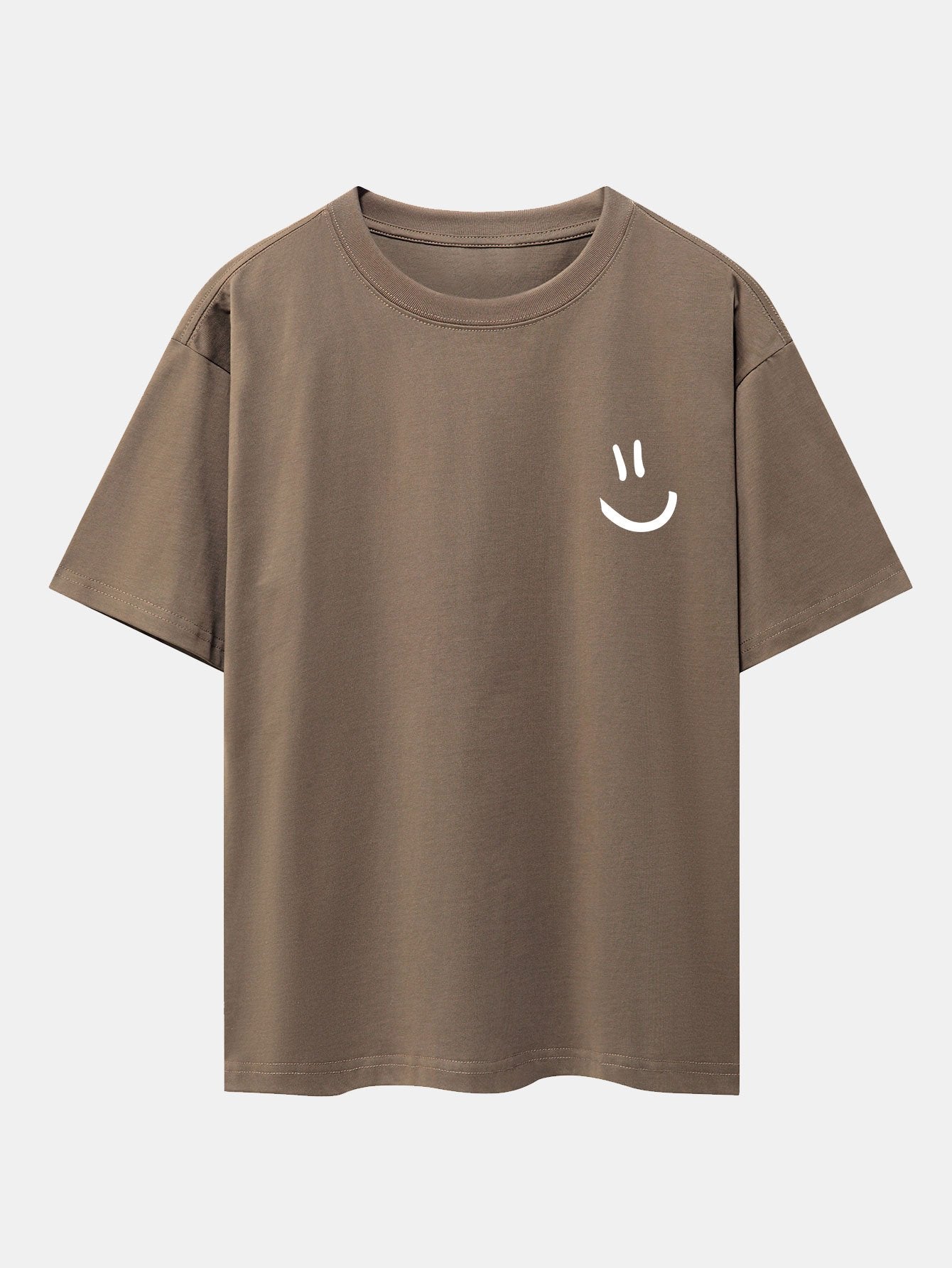 Smiley Face Print Drop Shoulder Oversize T-Shirt